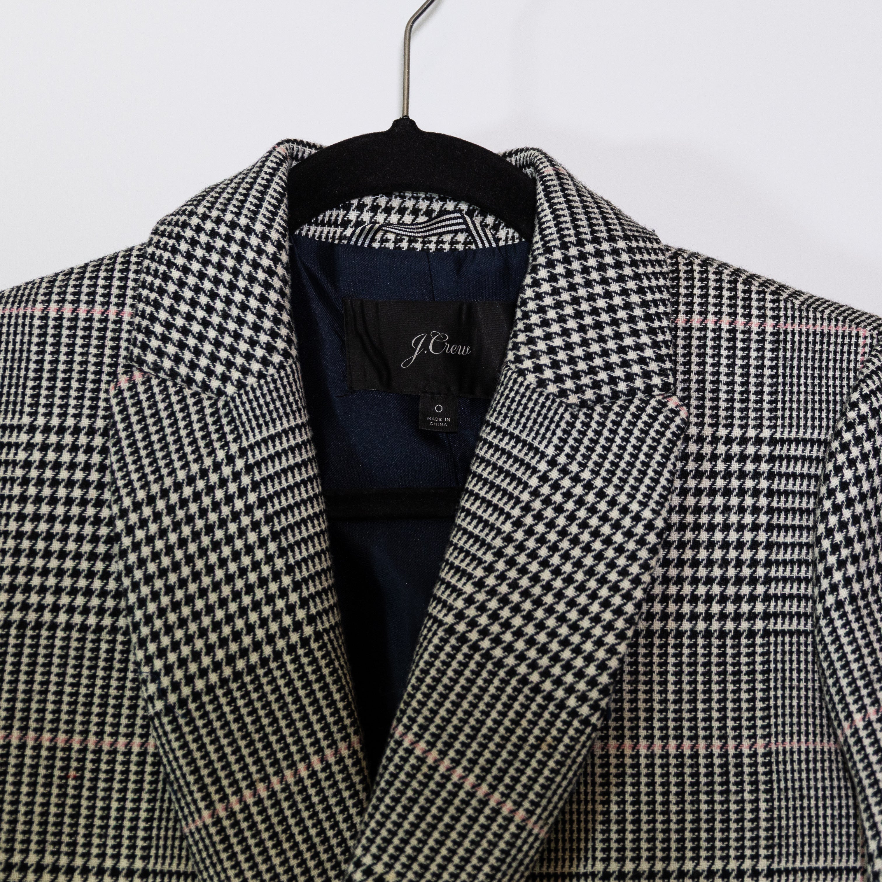 J. Crew Women's Daphne Wool Blend Double Breasted Houndstooth Plaid Print Coat 0