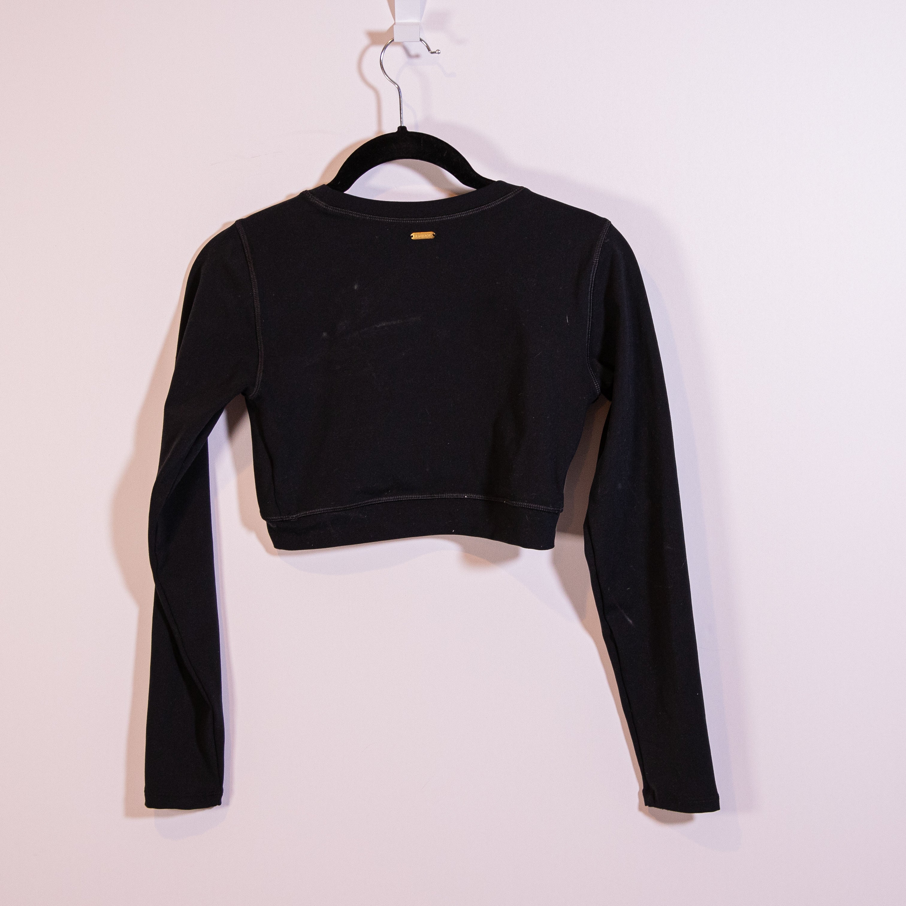 L*Space Active Aim High Crew Neck Long Sleeve Crop Top Solid Black Small
