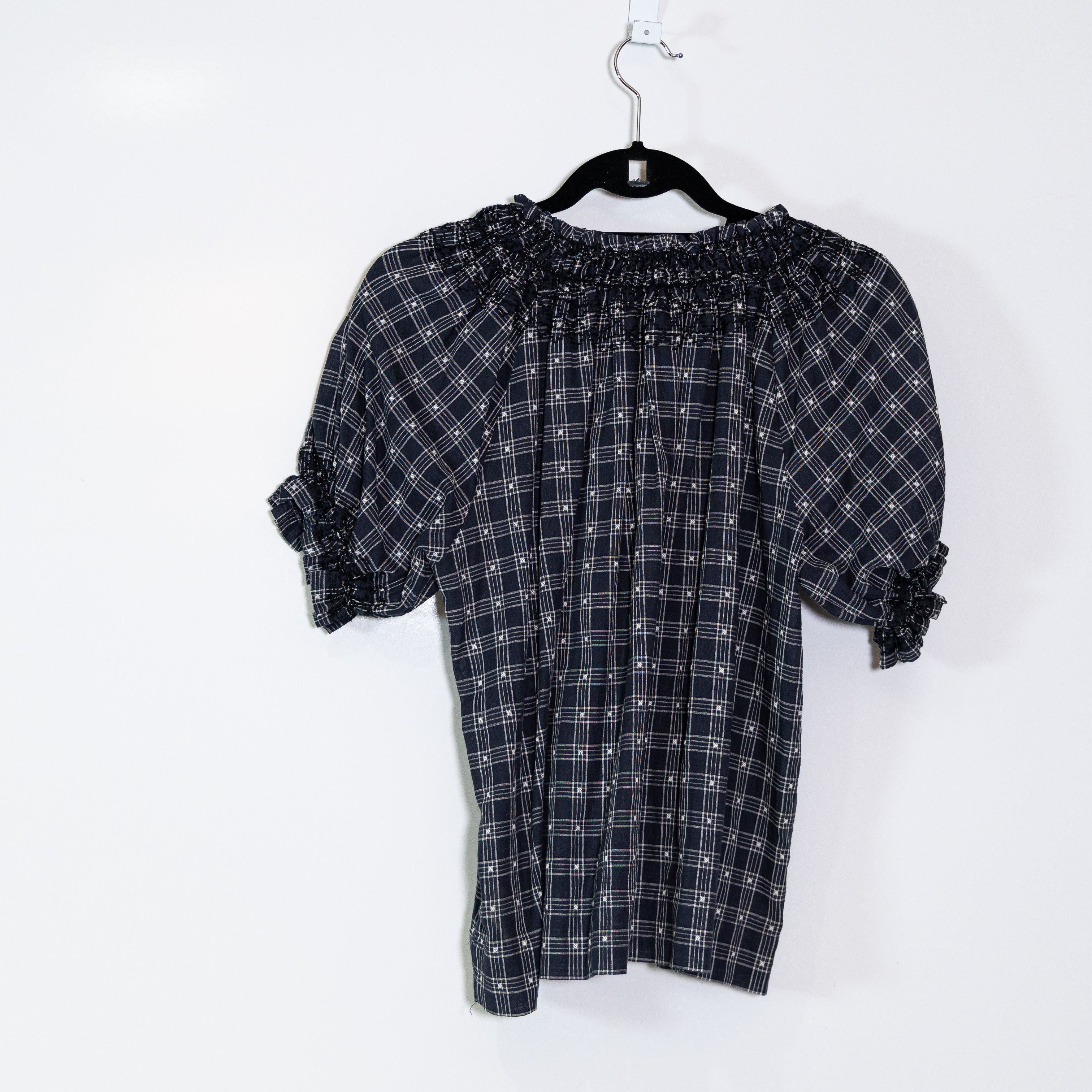 The Great. The Fair Top Cotton Linen Smocked Balloon Short Sleeve Blouse Shirt 2