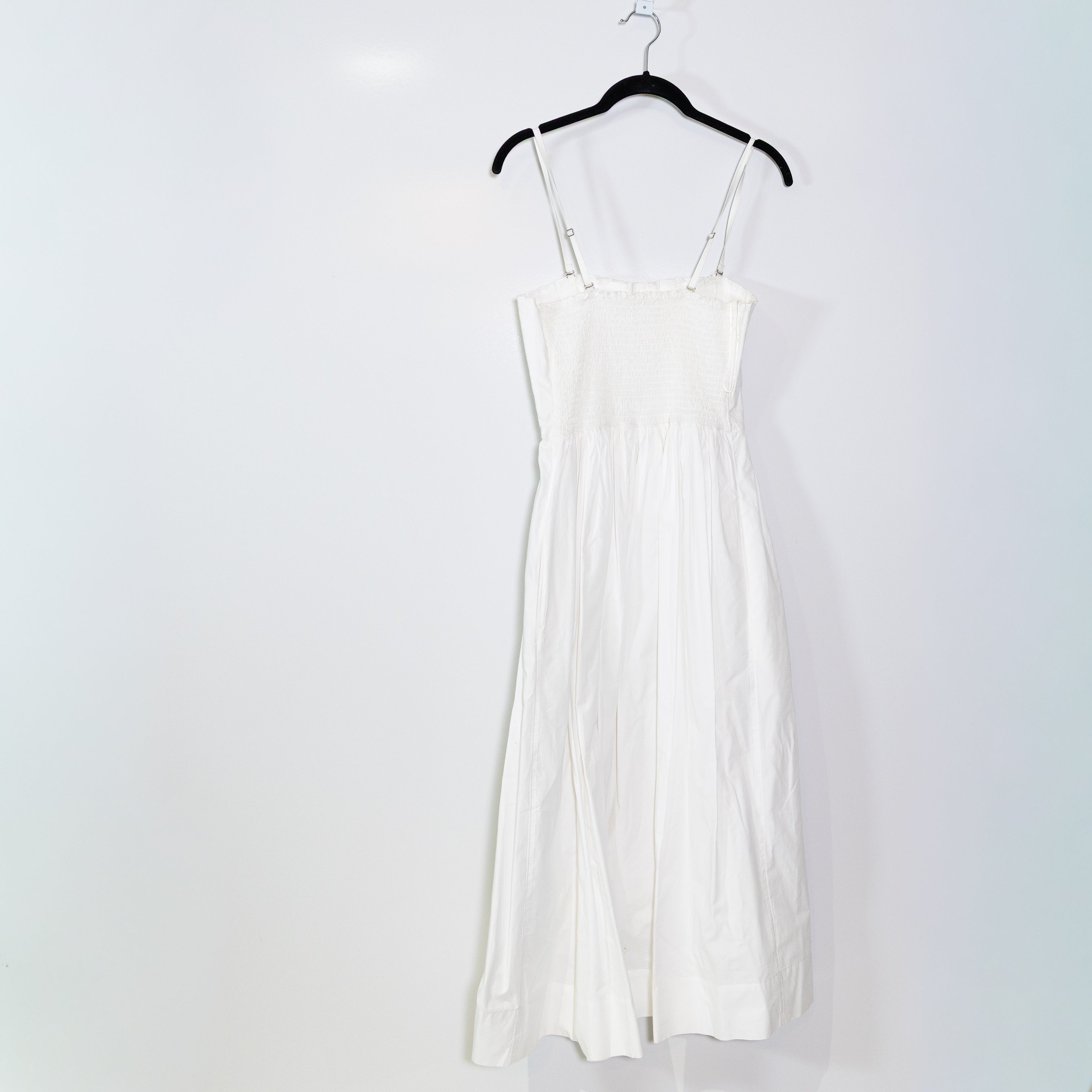 Free People Lilah Cotton Poplin Pleated Straight Line Tube Midi Dress White S
