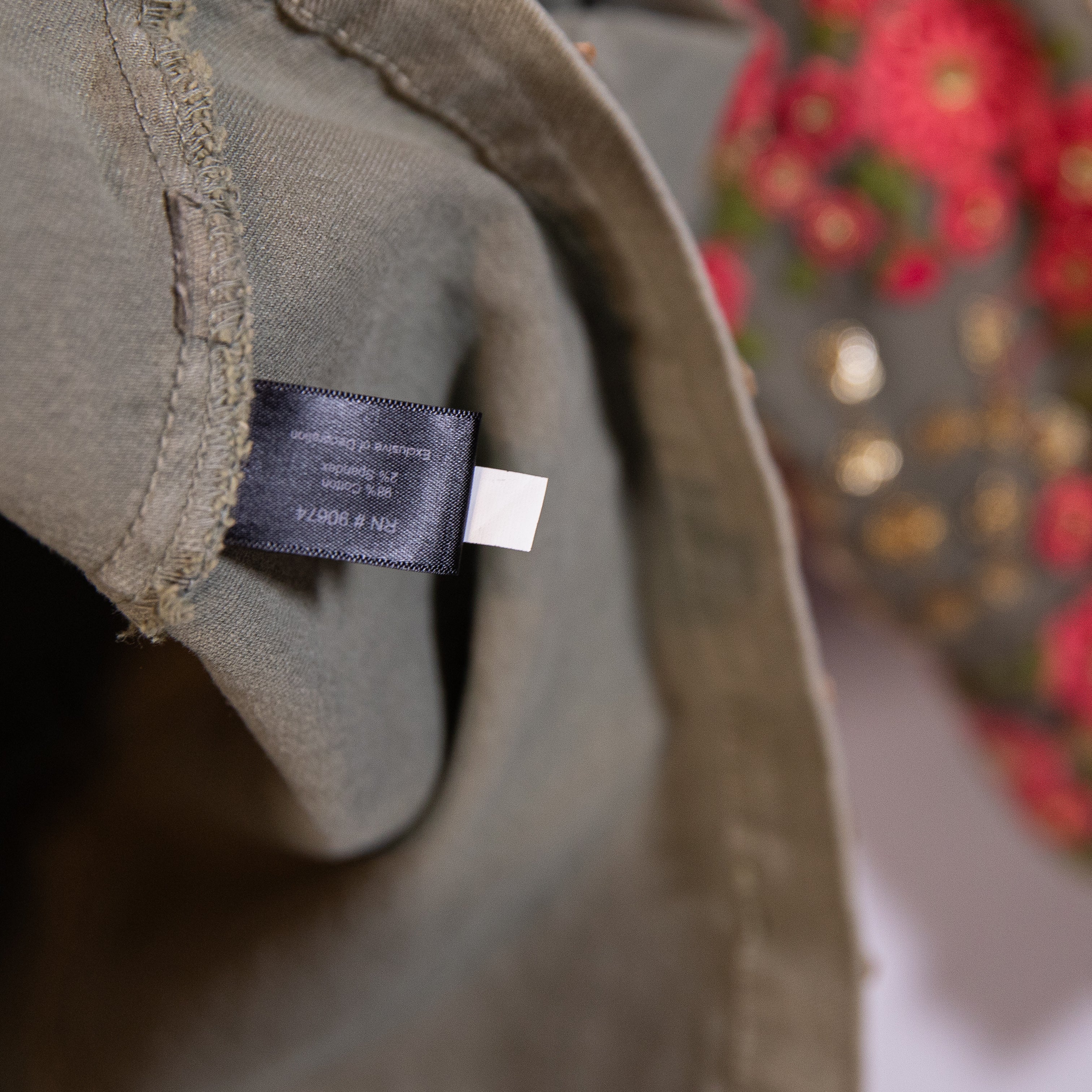 NEW Boston Proper Cotton Metallic Floral Flower Embroidered Utility Jacket Coat