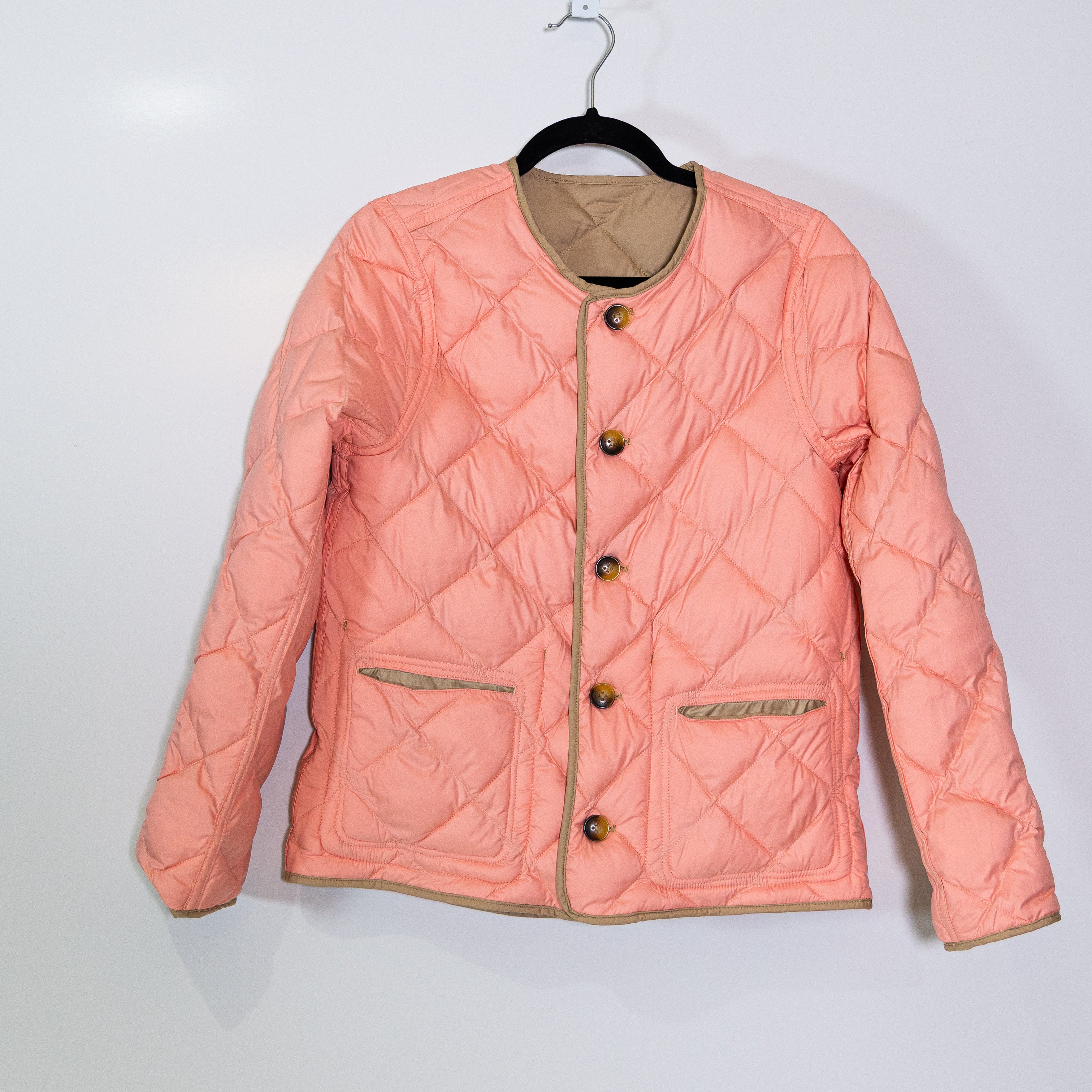 Vineyard Vines Women's Reversible Quilted Collarless Button Front Jacket Small