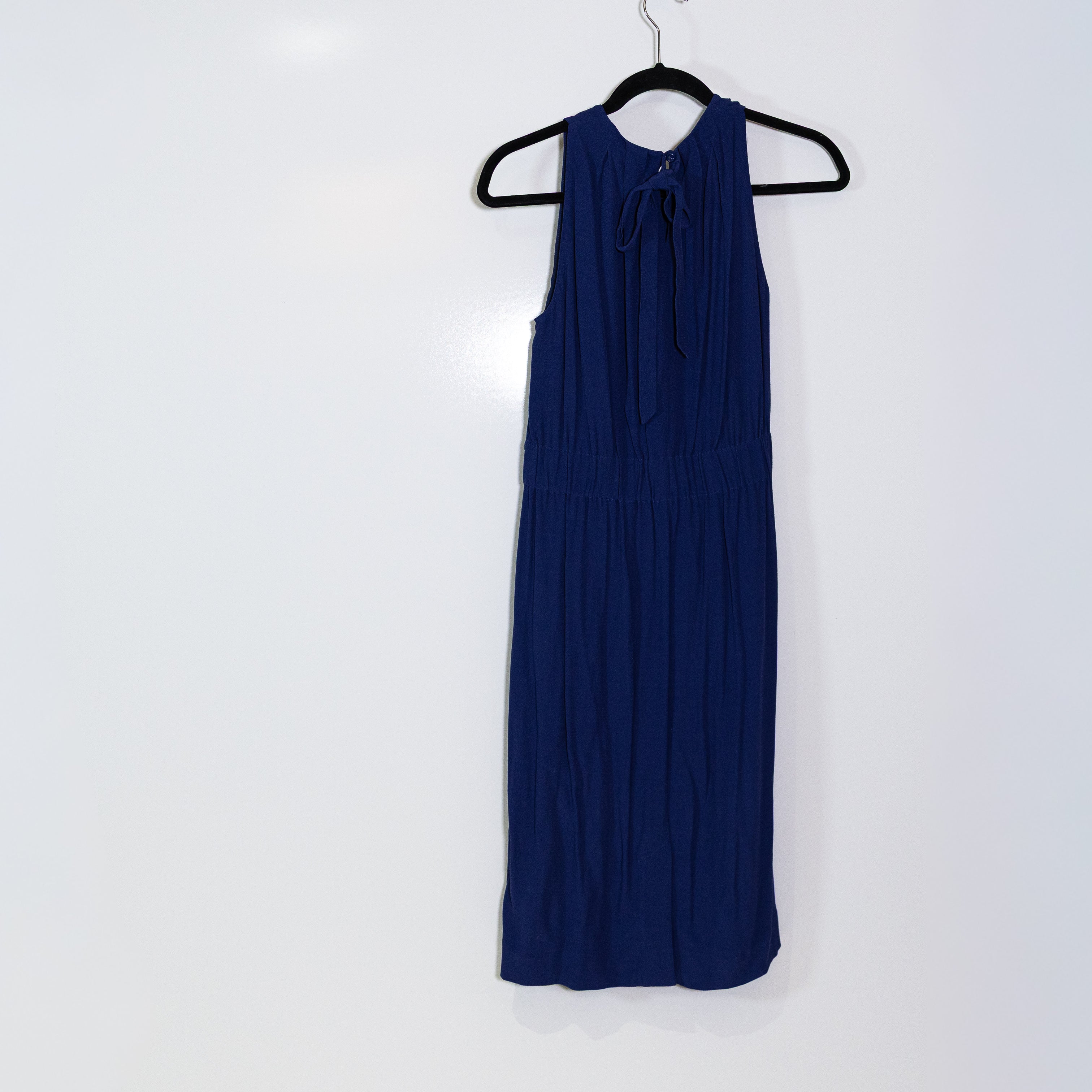 Kate Spade Crepe Scoop Neck Sleeveless Stretch Waist Pullover Midi Dress Blue S