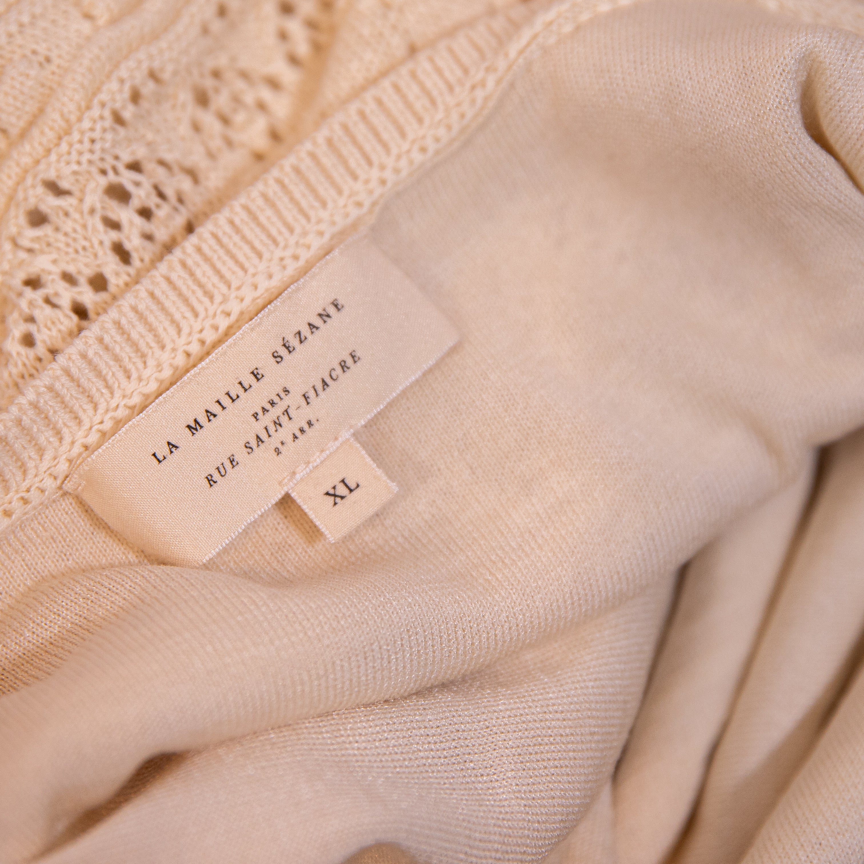 Sezane Leyla Organic Cotton Crochet Knit Sleeveless Tank Midi Dress Ivory XL