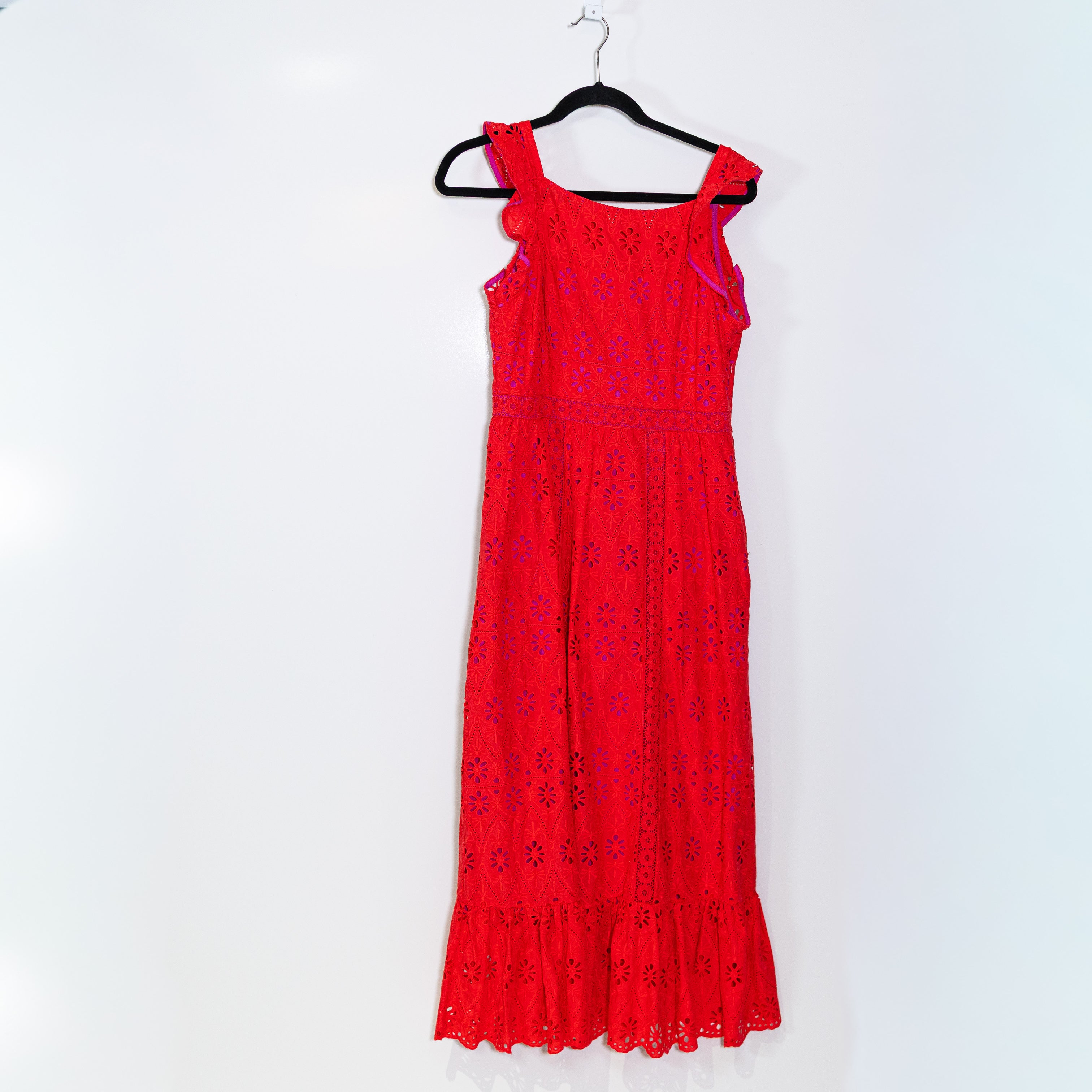 Vineyard Vines Cotton Eyelet Lace Flutter Short Sleeveless Pullover Midi Dress 8