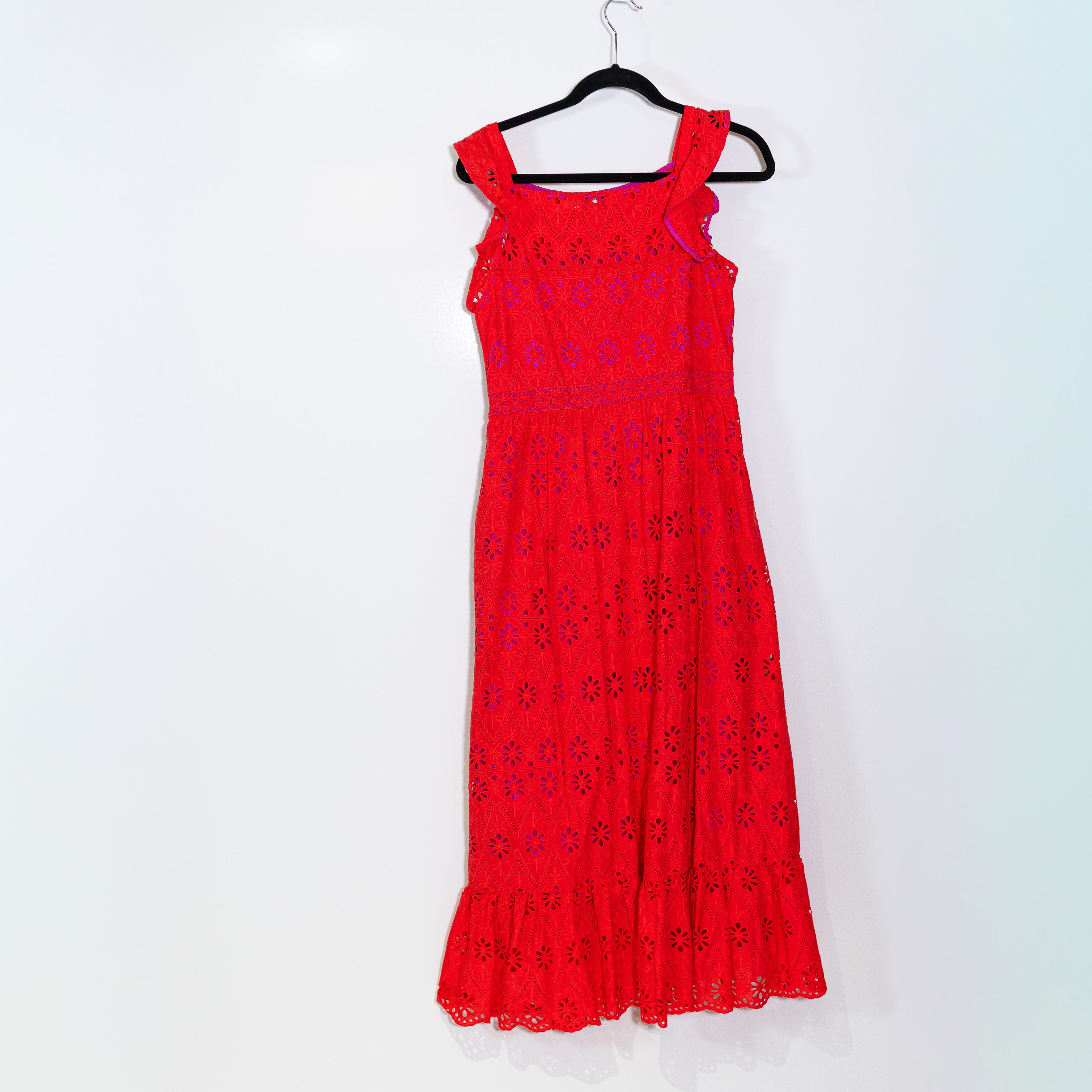 Vineyard Vines Cotton Eyelet Lace Flutter Short Sleeveless Pullover Midi Dress 8