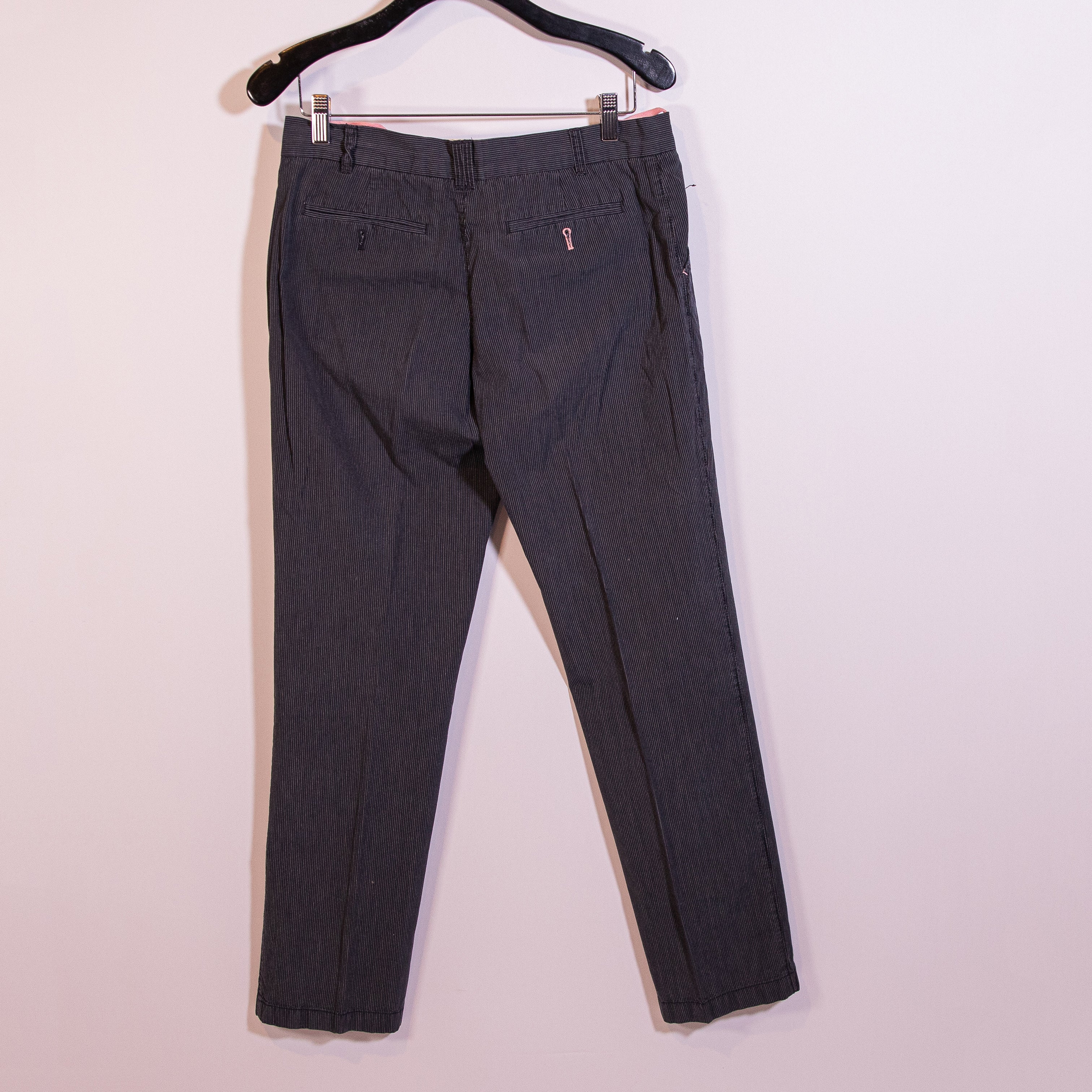Paul Smith PINK Women's Cotton Poplin Blue White Pinstripe Crop Trouser Pants 28