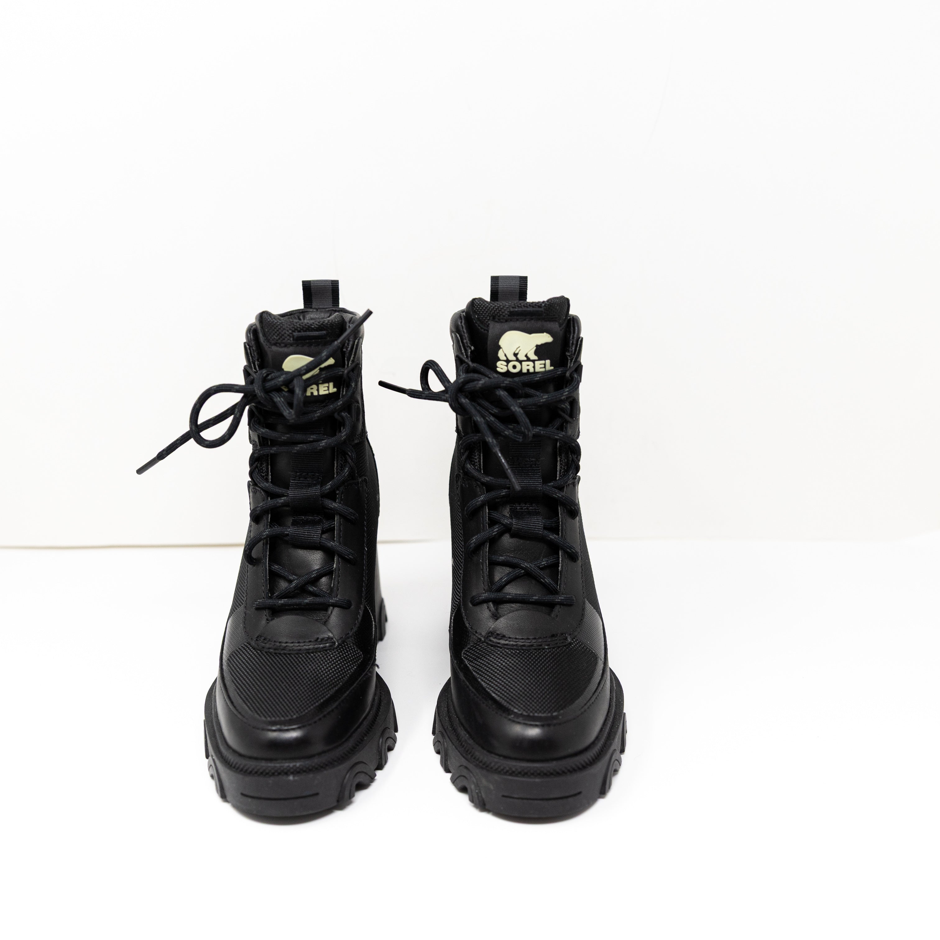 NEW Sorel Women's Brex Ankle Chunky Heel Lug Sole Waterproof Booties Shoes Black