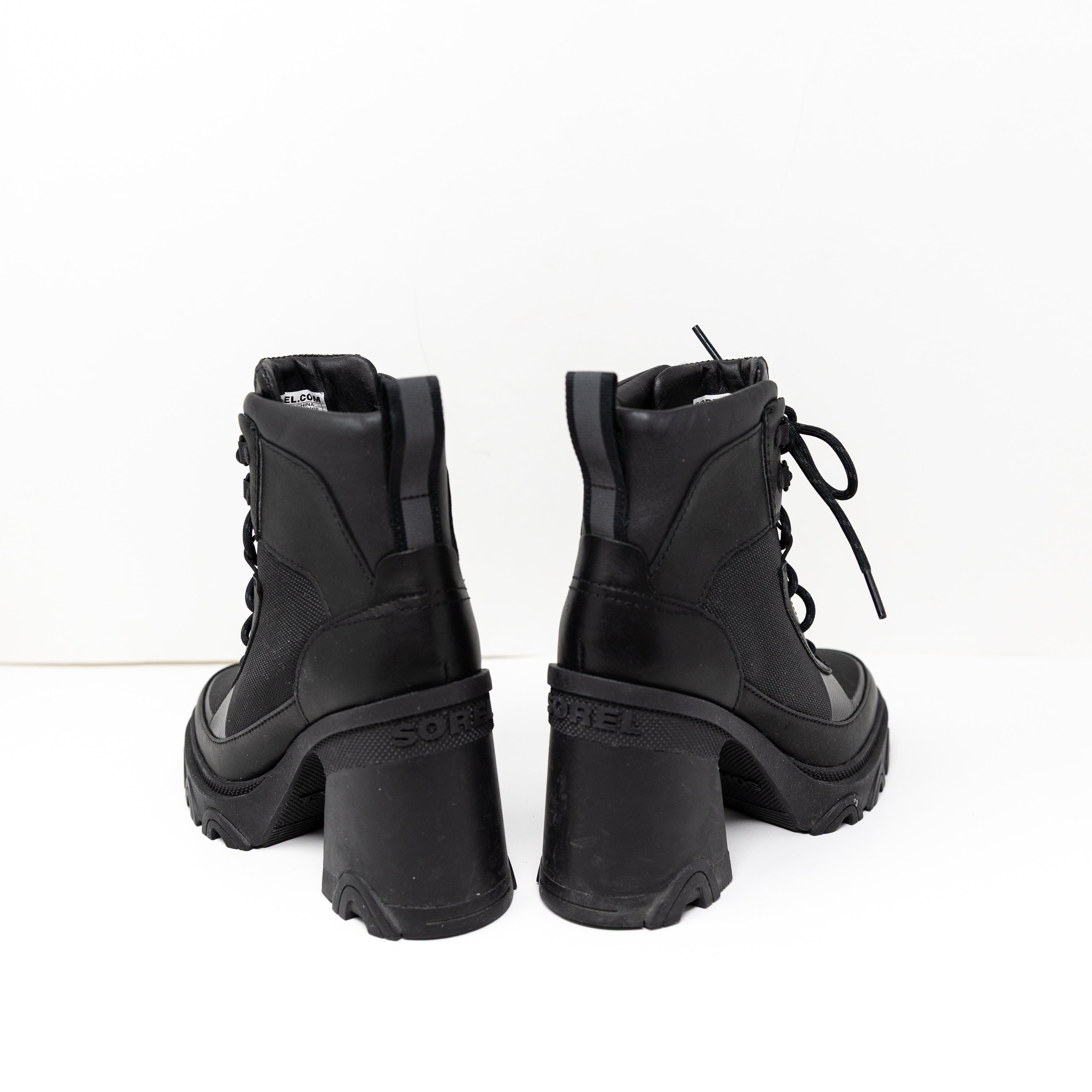 NEW Sorel Women's Brex Ankle Chunky Heel Lug Sole Waterproof Booties Shoes Black