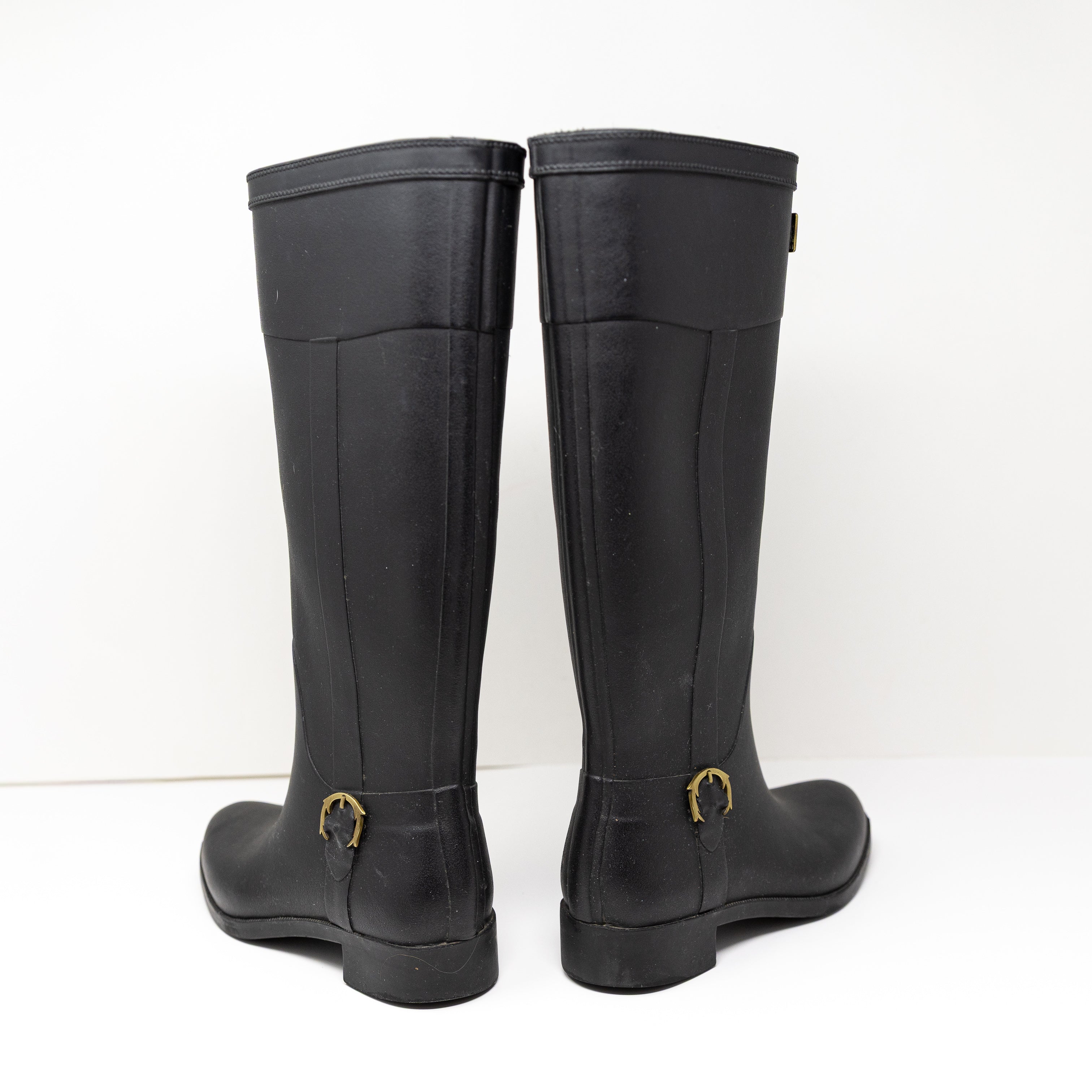 NEW Hunter Belsize Waterproof Knee High Gold Logo Rubber Rain Boots Shoes Black