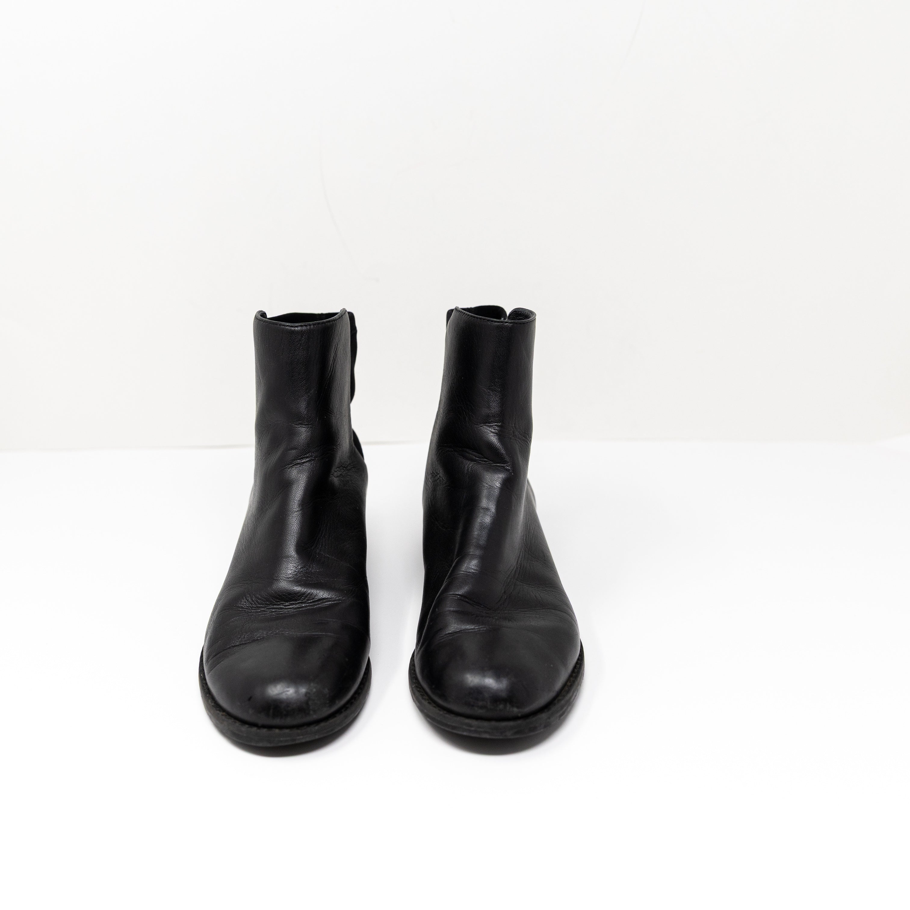Stuart Weitzman Women's 50/50 Genuine Leather Stretch Panel Pull On Ankle Boots