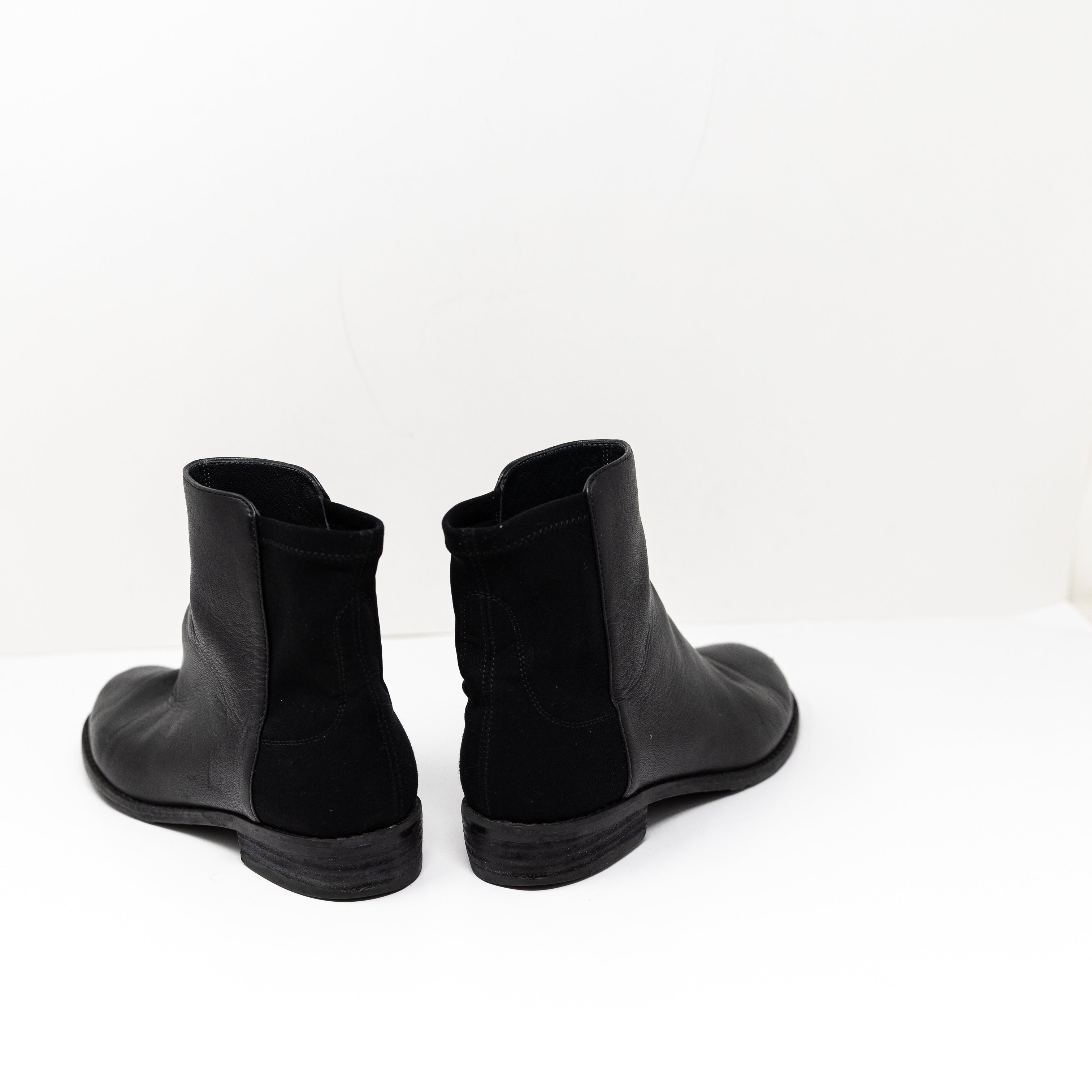 Stuart Weitzman Women's 50/50 Genuine Leather Stretch Panel Pull On Ankle Boots