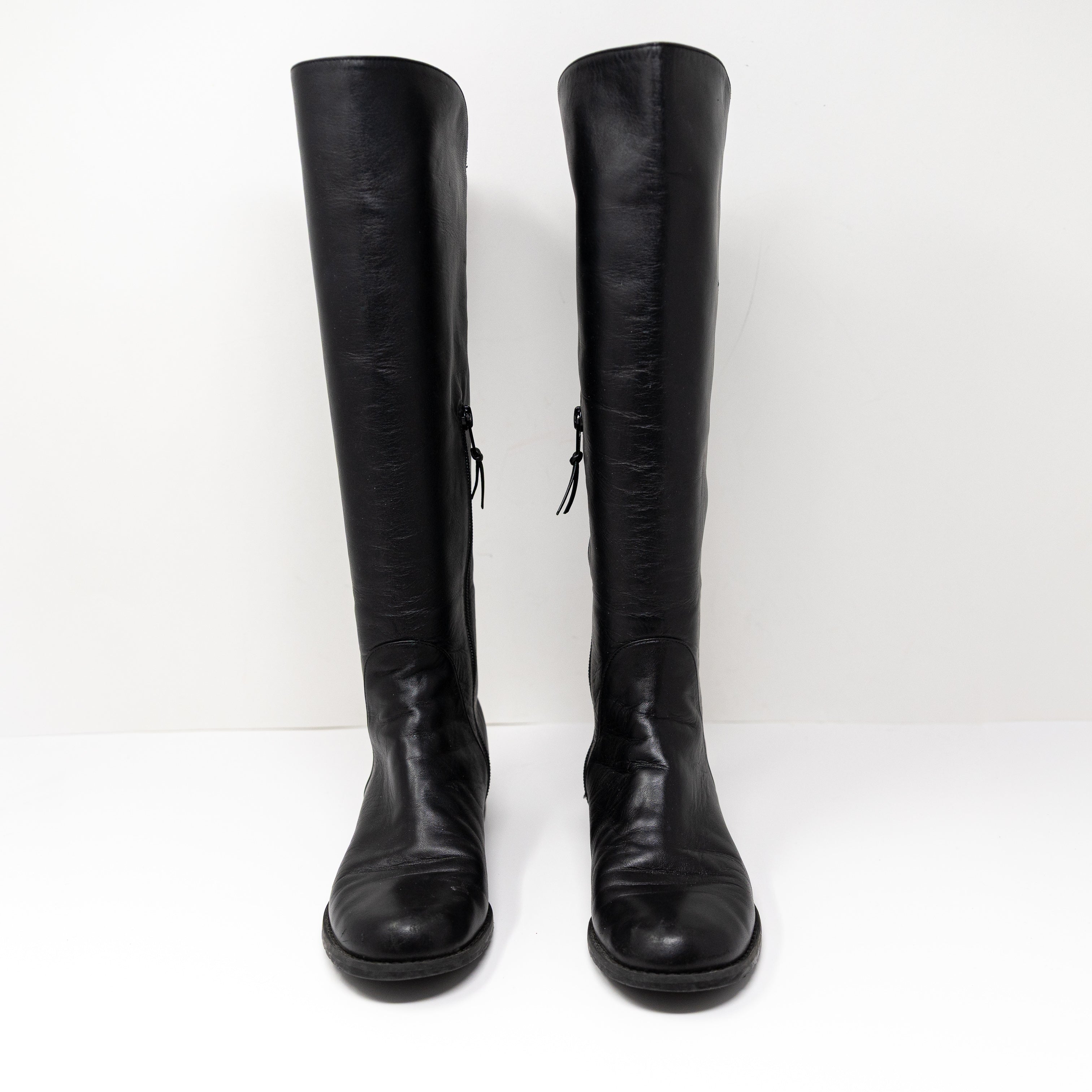 Stuart Weitzman Women's Genuine Leather Over The Knee Riding Boots Shoes Black