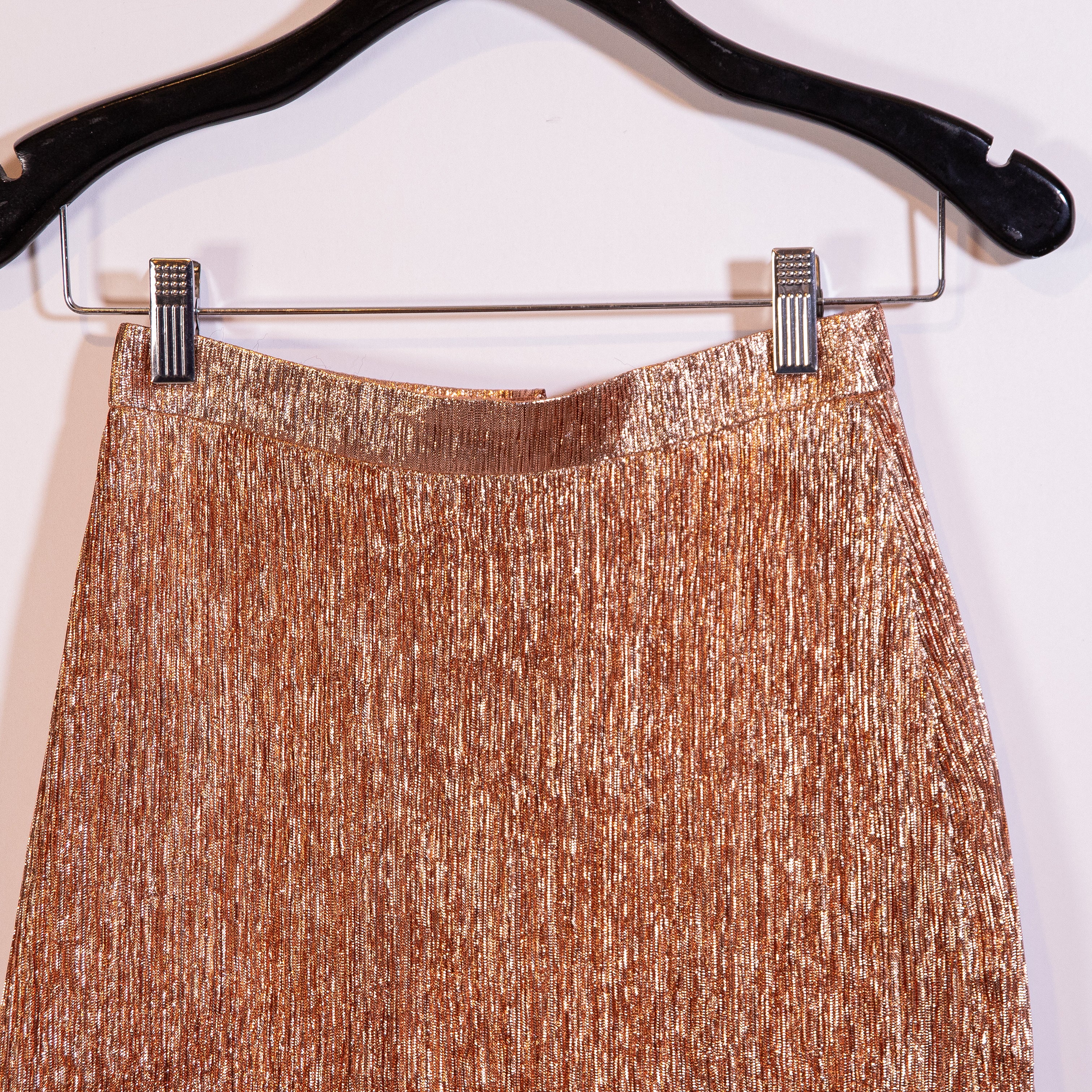 J. Crew Collection Rose Gold Metallic Sparkle Pleated Fluted Ruffle Skirt 000