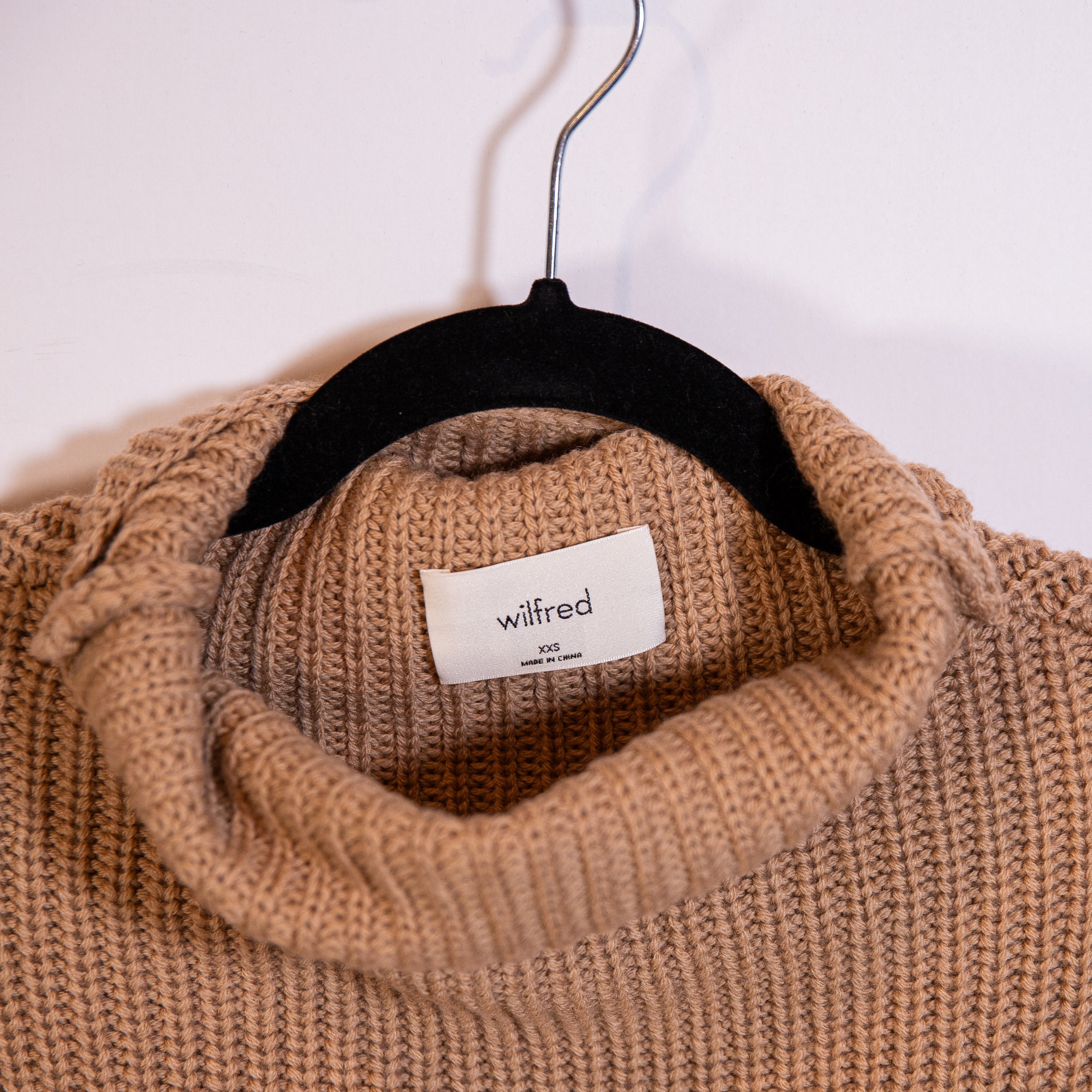 Wilfred Aritzia Montpellier Merino Wool Knit Stretch Turtleneck Sweater Dress