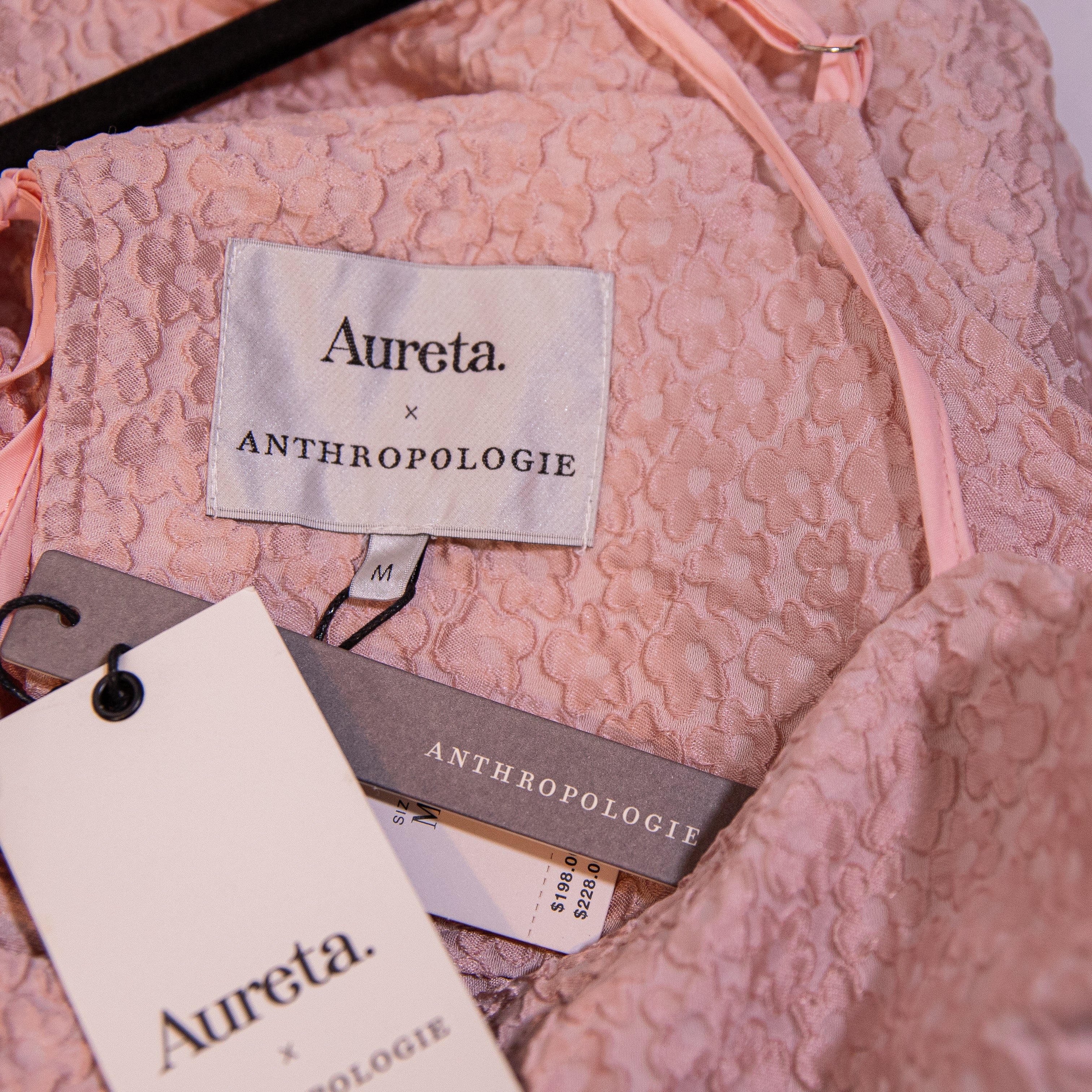 NEW Aureate x Anthropologie Square Neck Bubble Hem Textured Tiered Mini Dress M