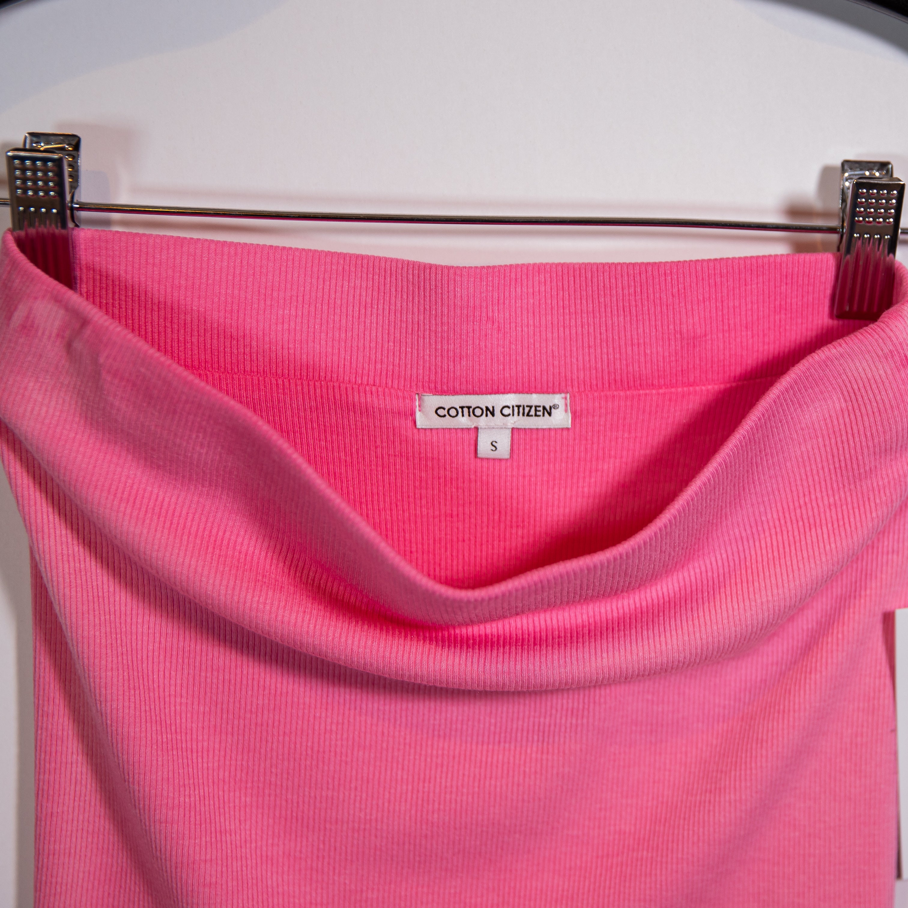 NEW Cotton Citizen Ribbed Sweater Knit Stretch Pull On Midi Skirt Solid Pink S