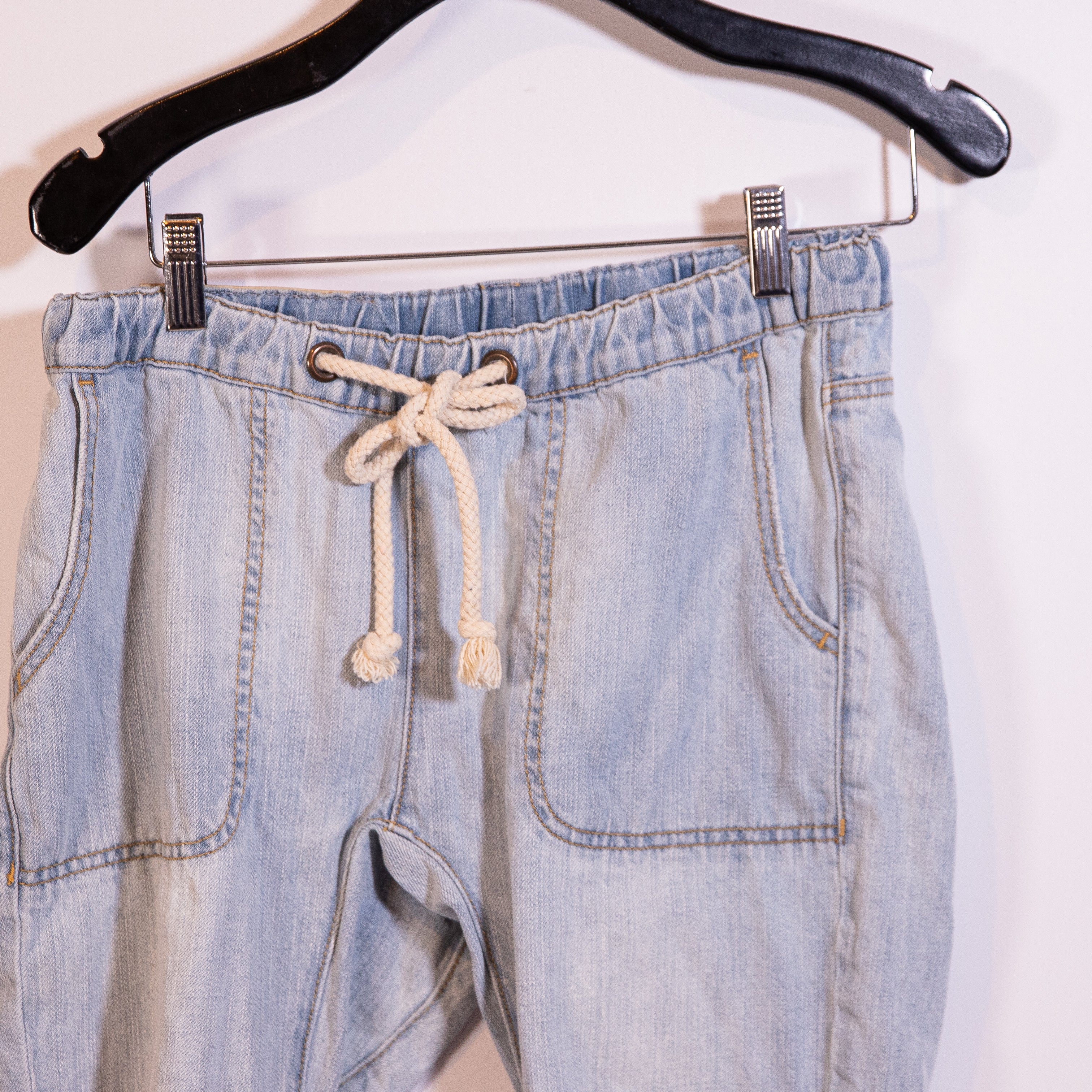 One Teaspoon Shabbies Drawstring Boyfriend Straight Cotton Denim Jeans Hustler