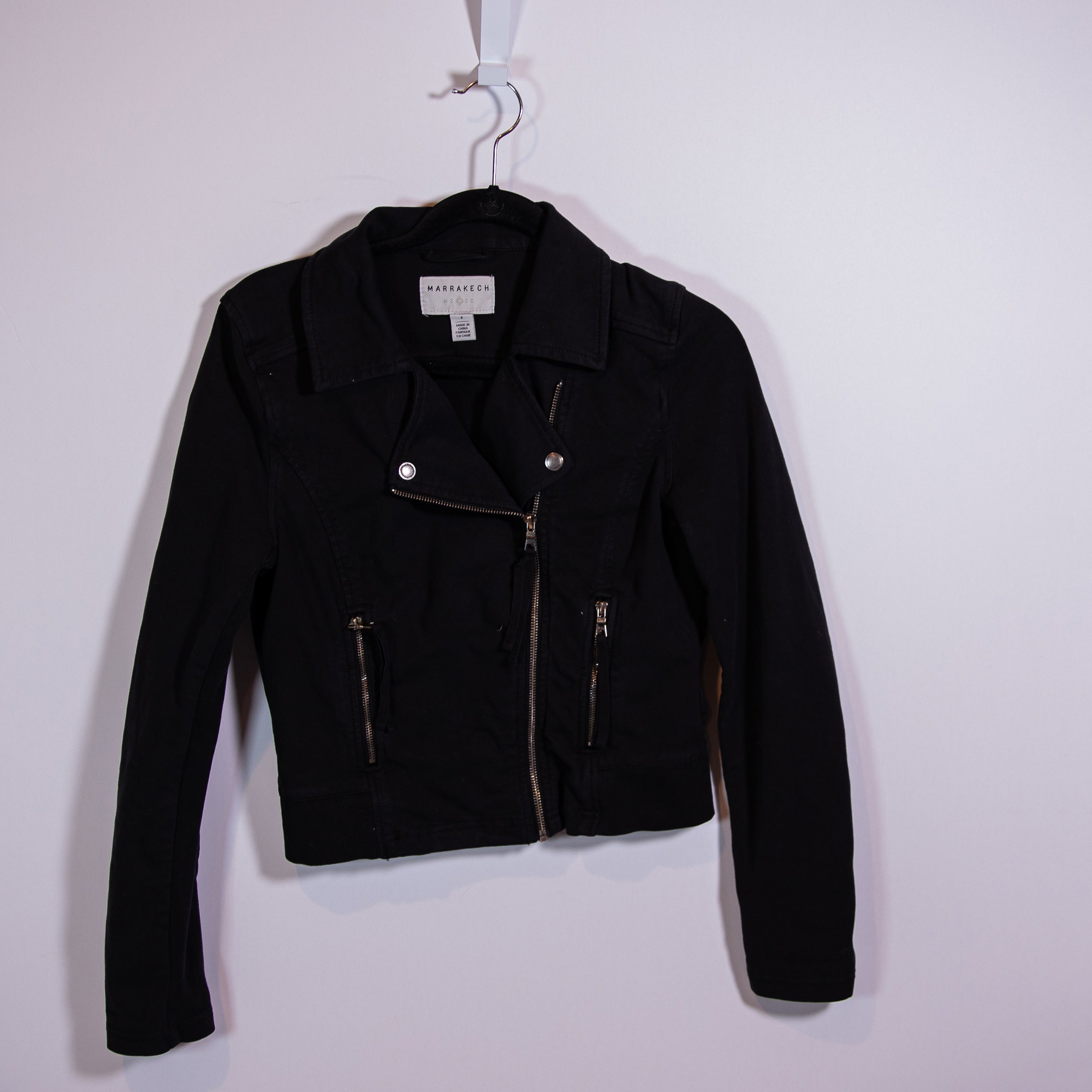 Marrakech Anthropologie Cotton Stretch Collared Utility Military Jacket Black S