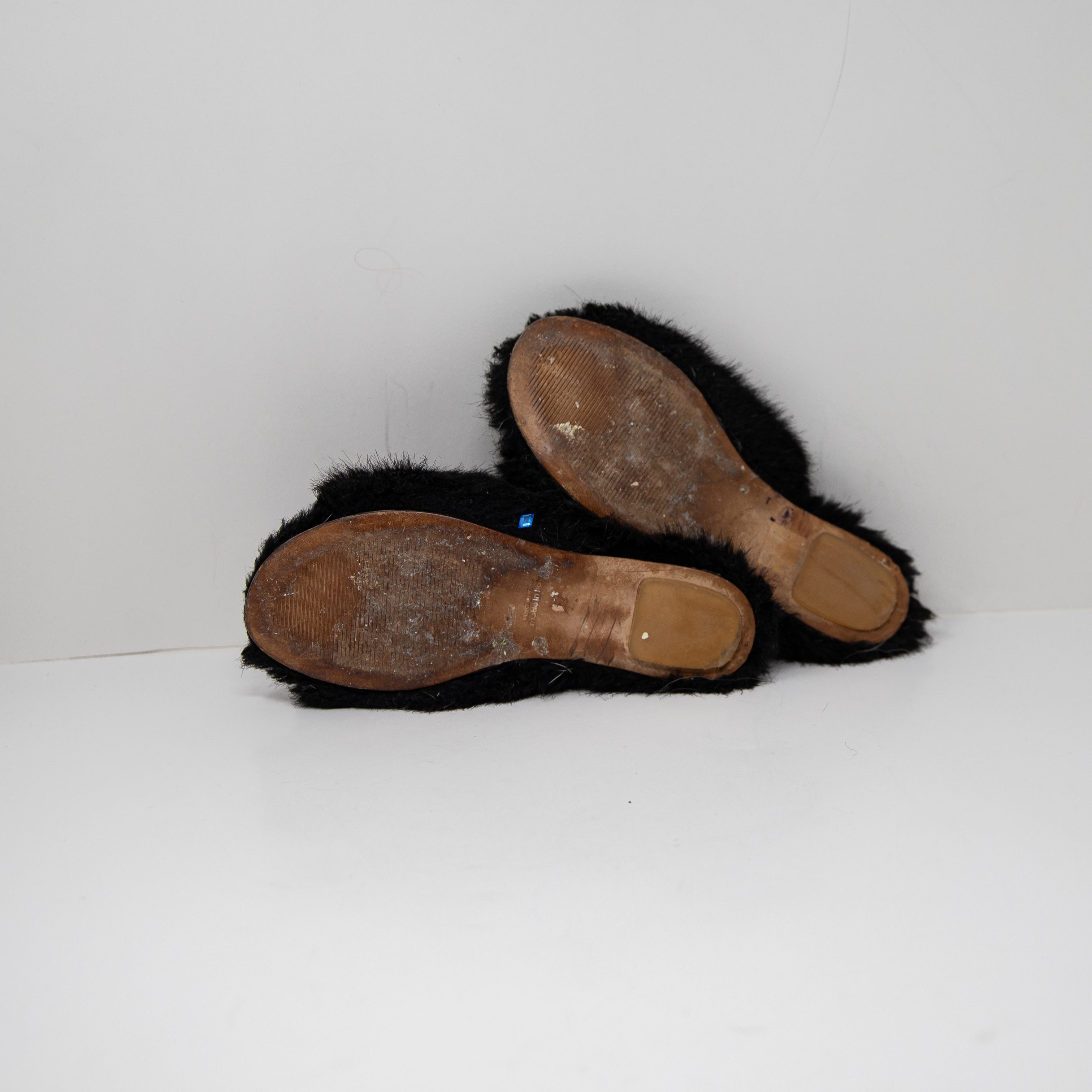 Simone Rocha Faux Vegan Fur Open Toe Crossover Slip On Slide Slippers Sandals 7