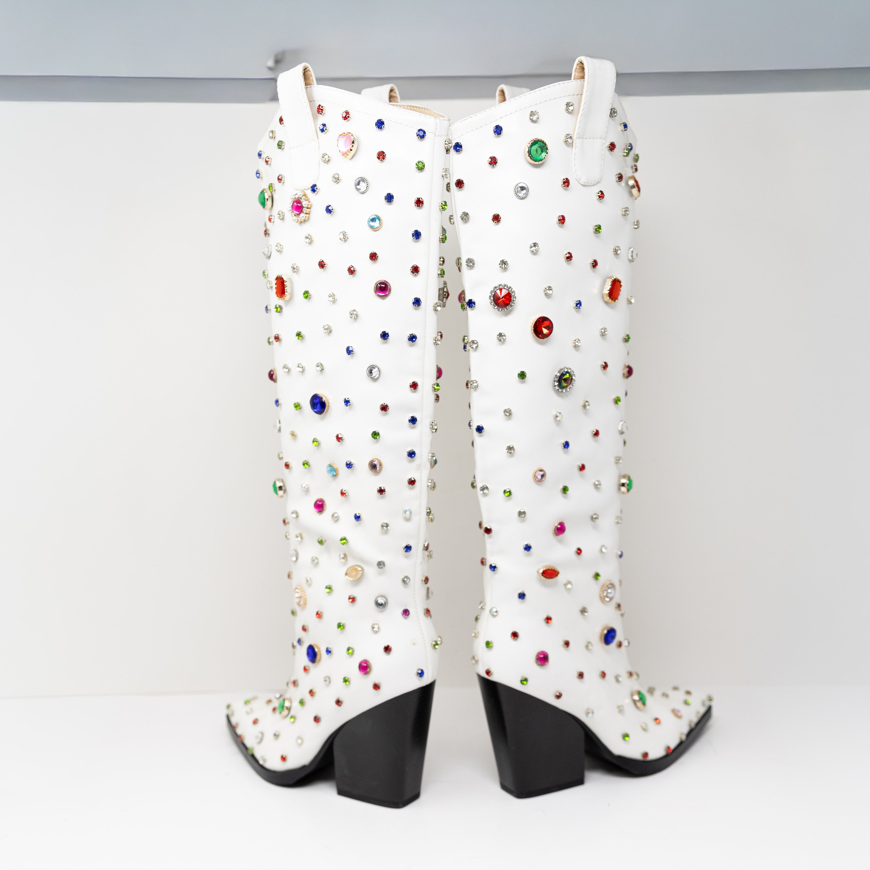 NEW Azalea Wang Fuji Sweet Treat Multi Color Rhinestone Western Boots Shoes 6