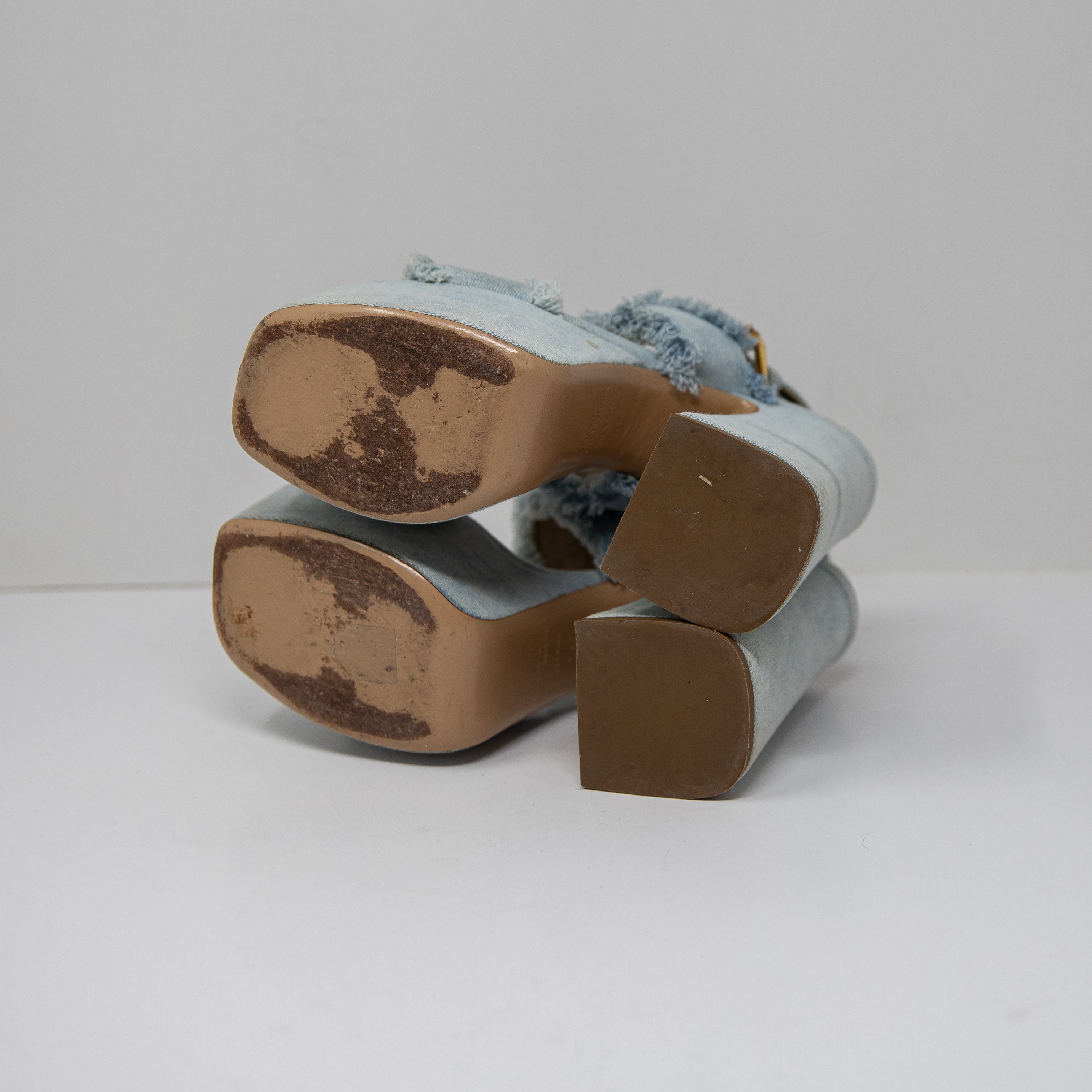 Michael Kors Collection Made In Italy Denim Jean Platform Sandals High Heels 6.5