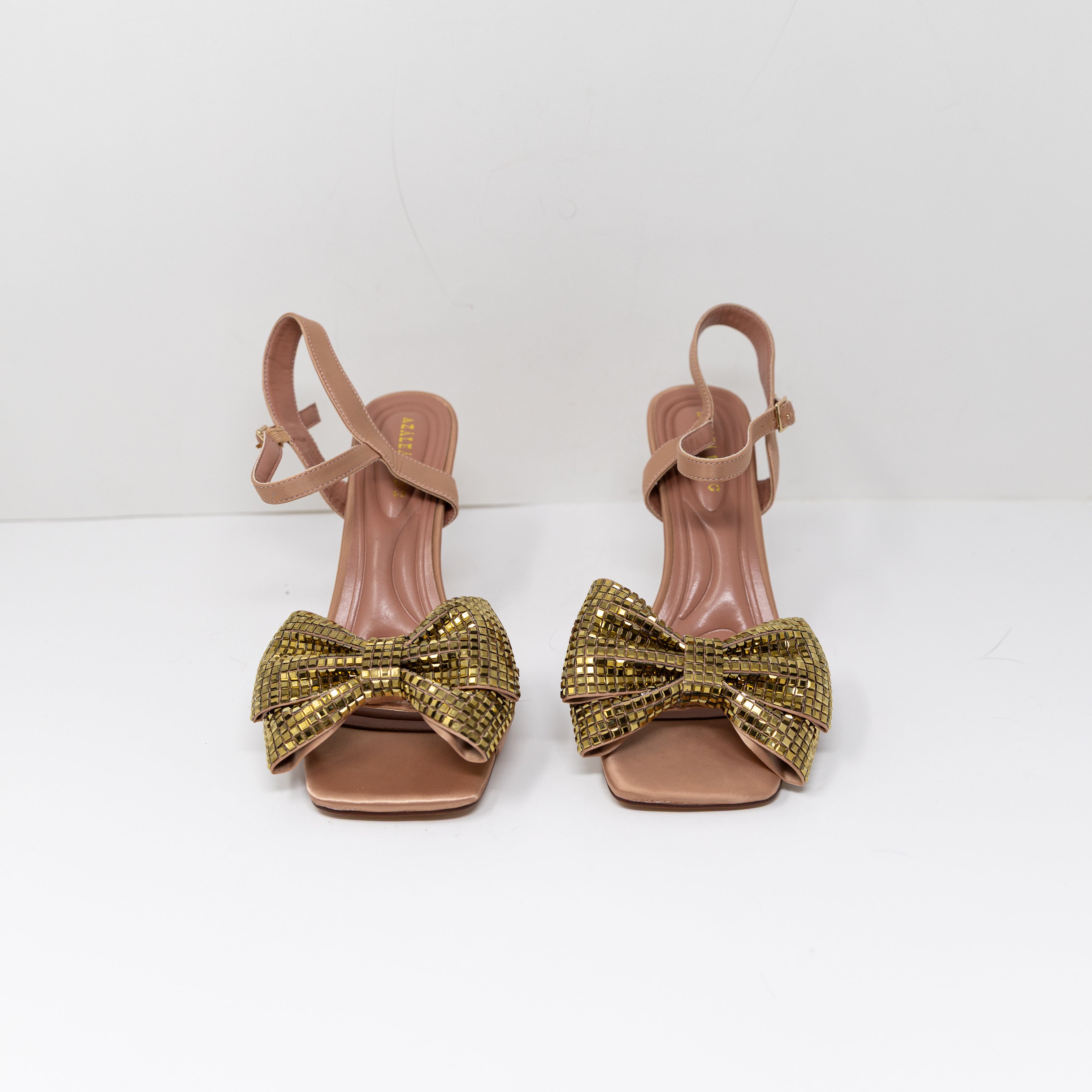 NEW Azalea Wang Gamylle Crystal Jewel Diamond Bow Embellished High Heels Shoes