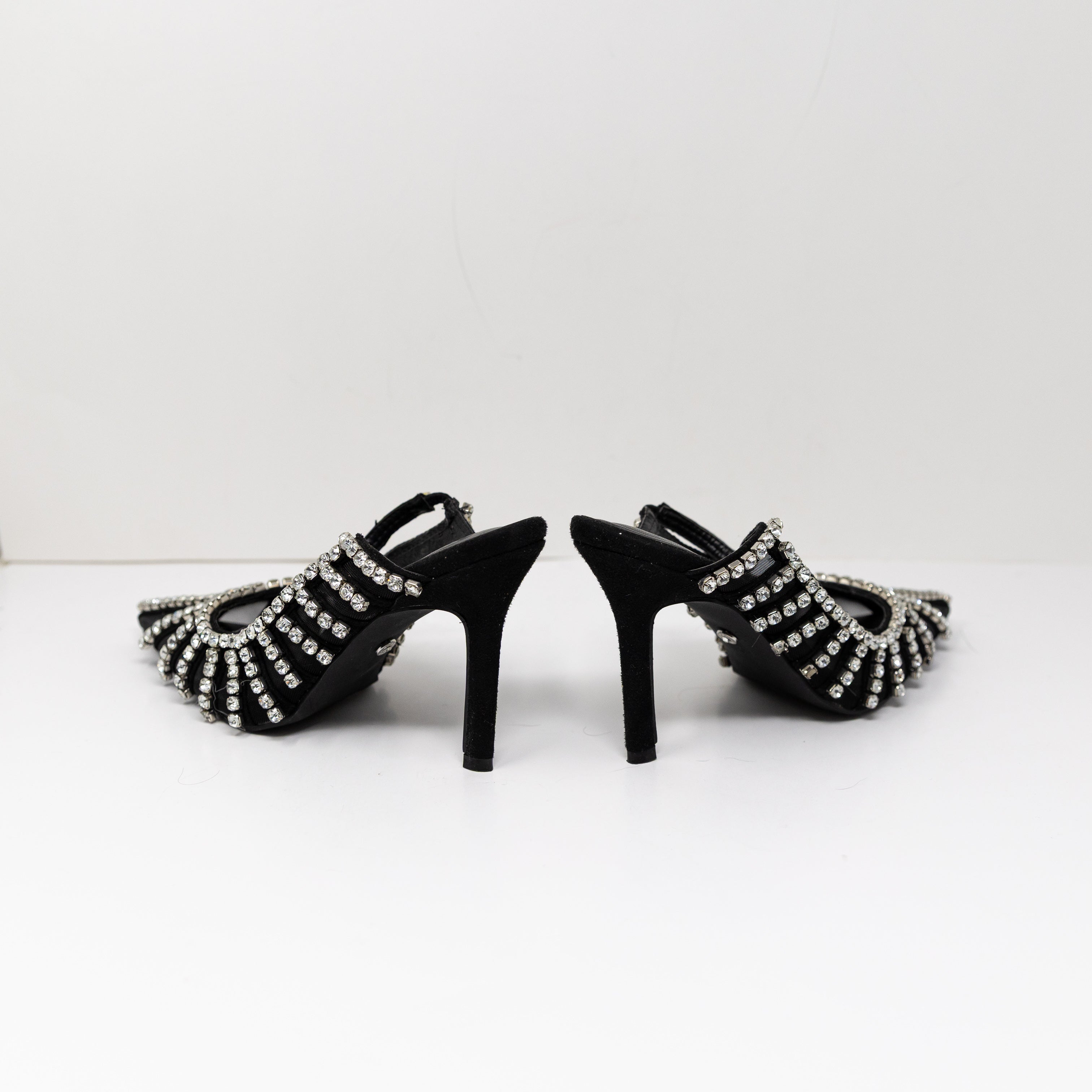 Azalea Wang Arthelia Crystal Jewel Rhinestone Embellished Mesh Pumps Heels Shoes