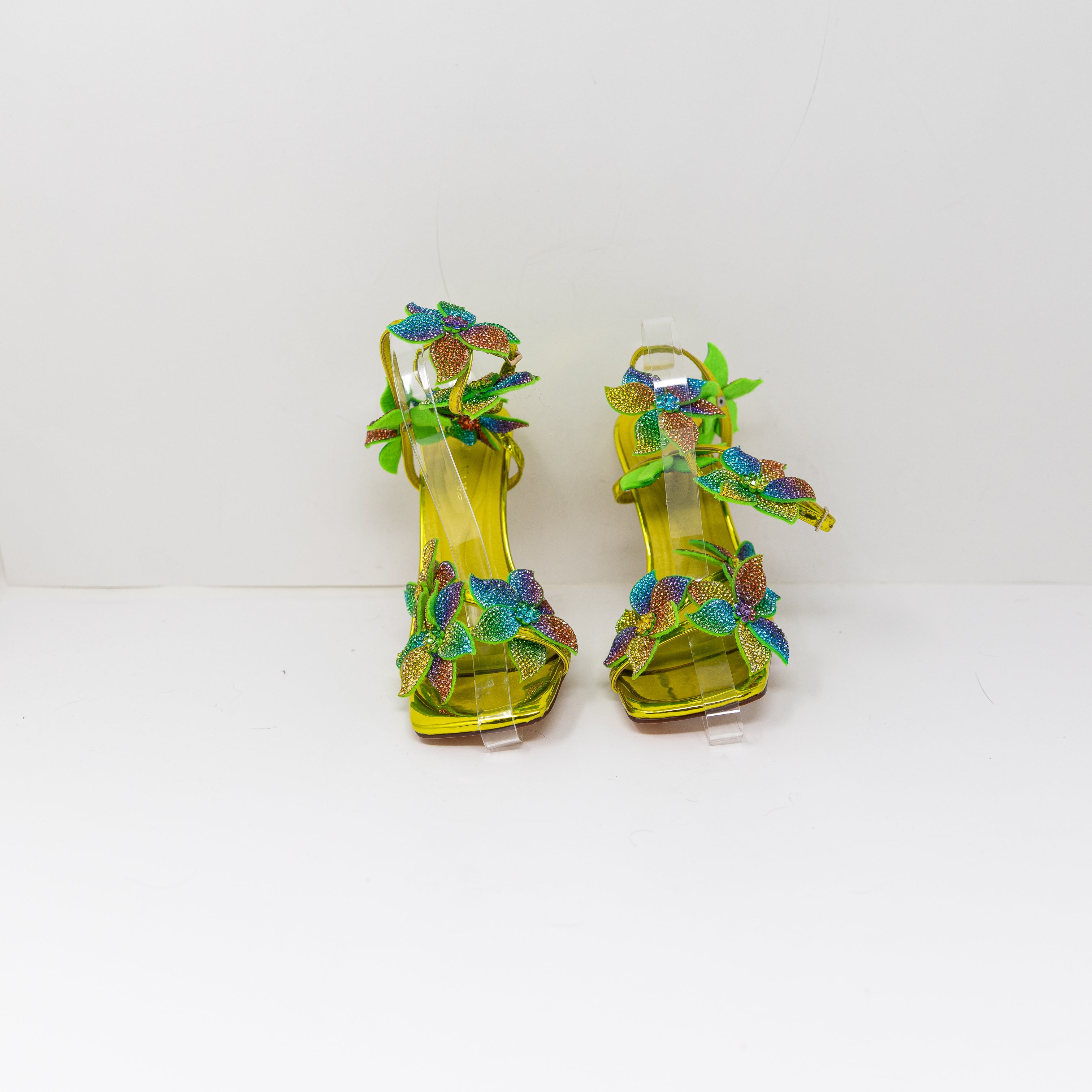NEW Azalea Wang Neriya Multi Rhinestone Jewel Flower Stiletto High Heels Sandal
