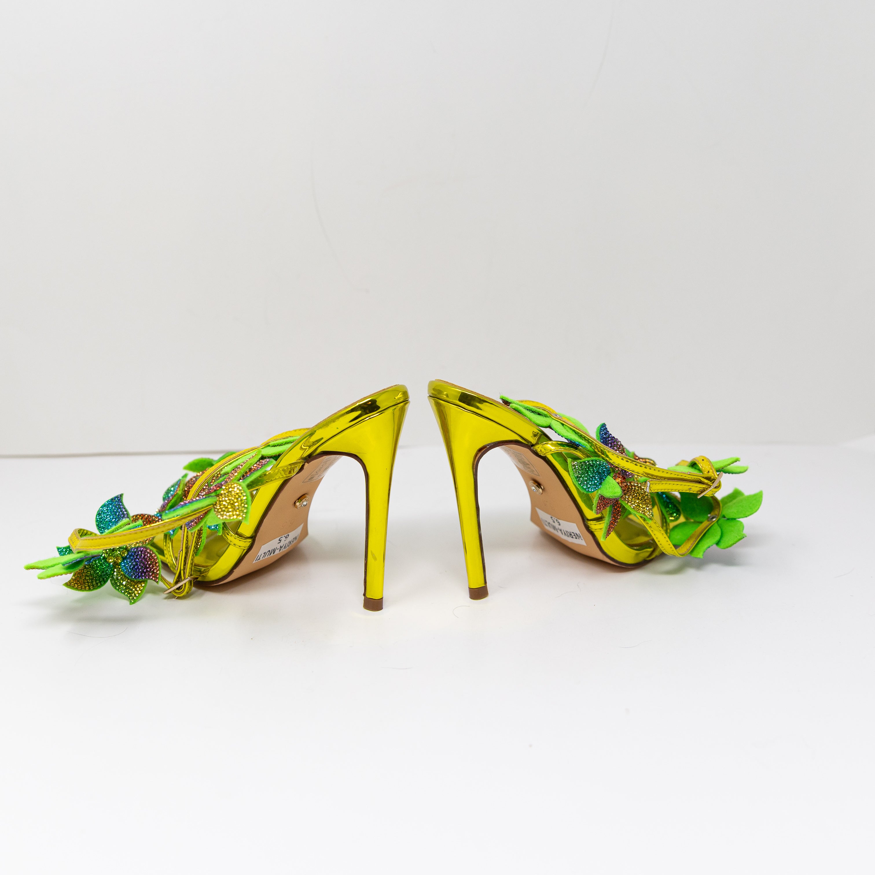 NEW Azalea Wang Neriya Multi Rhinestone Jewel Flower Stiletto High Heels Sandal