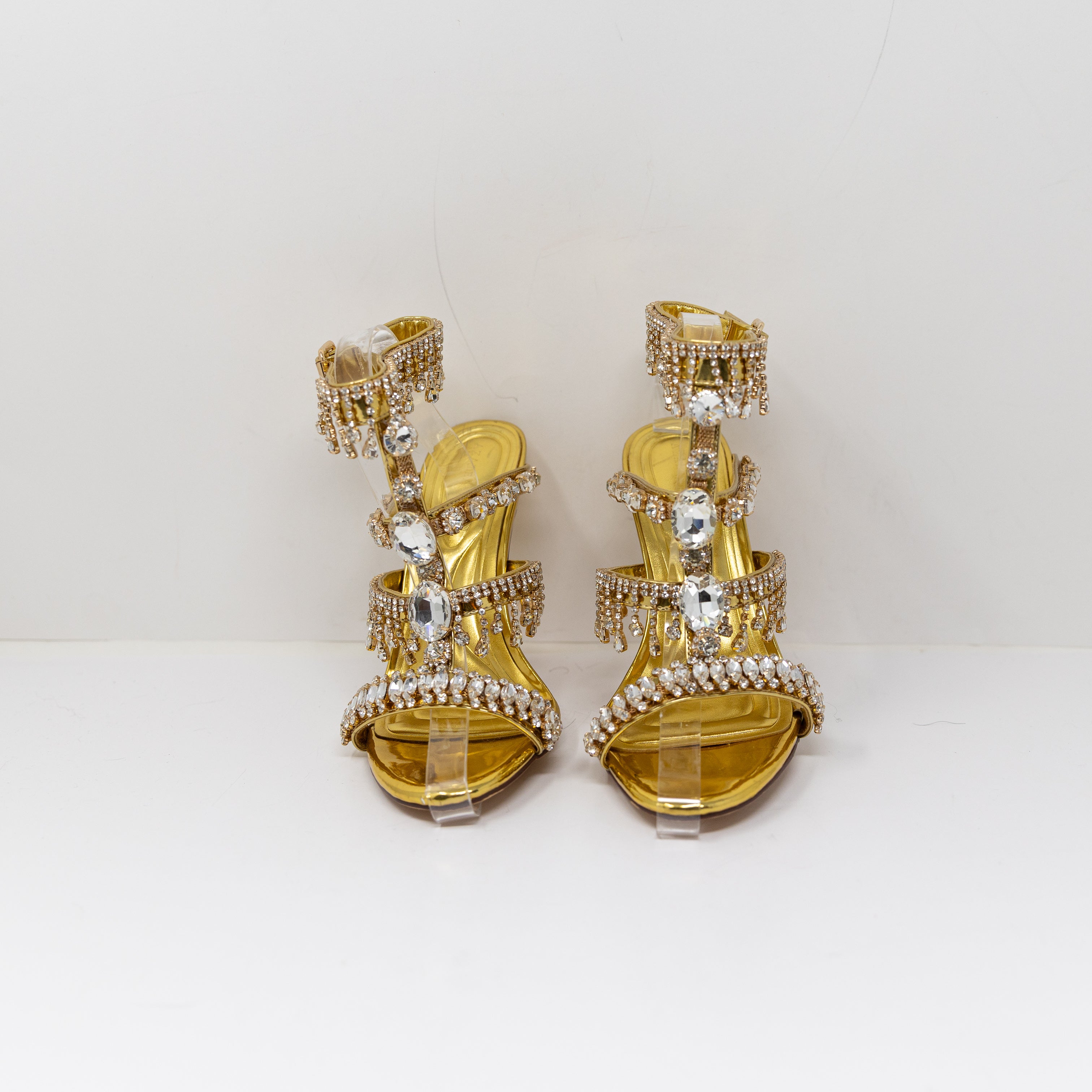NEW Azalea Wang Baptista Rhinestone Jewel Crystal Embellished Sandal High Heels
