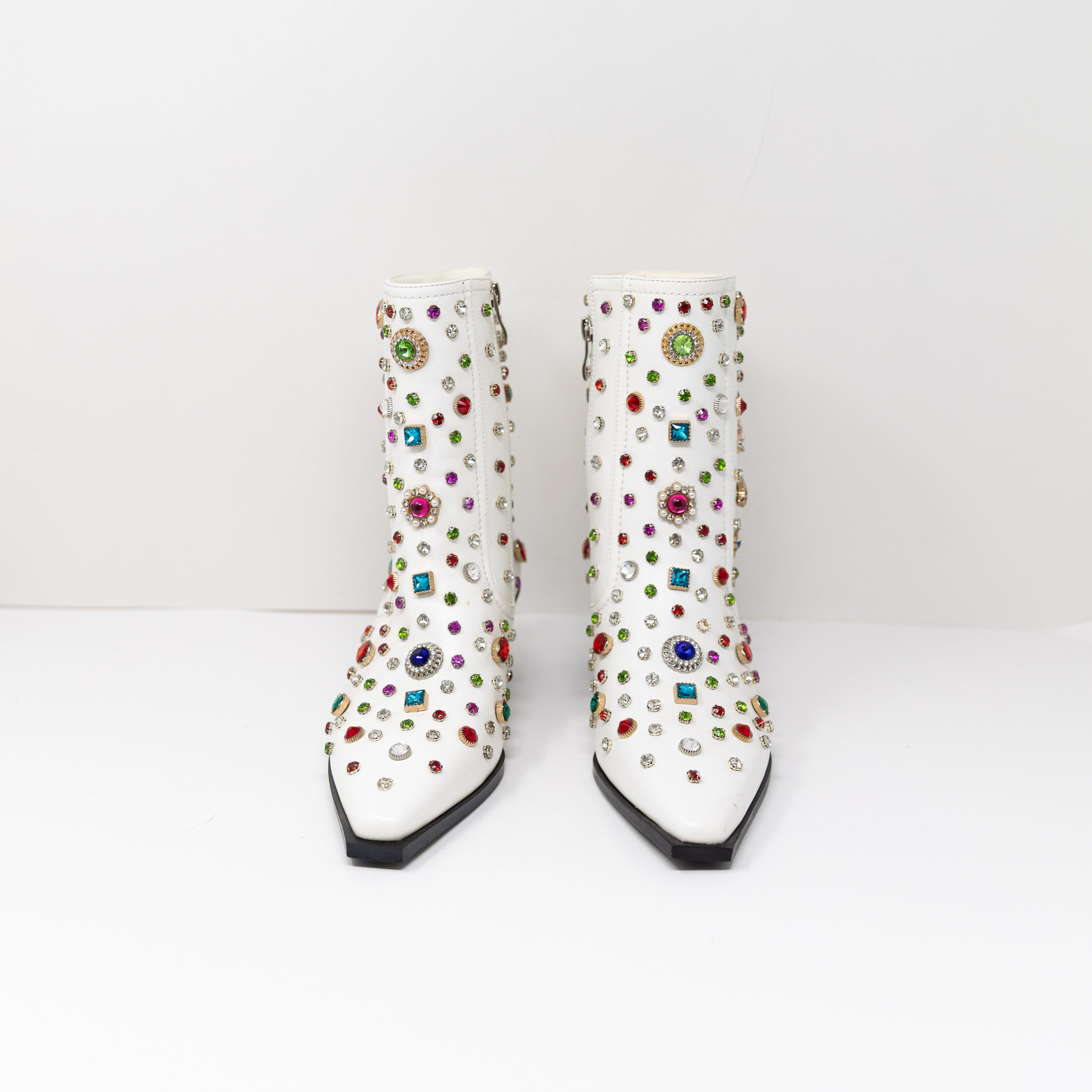 NEW Azalea Wang Sprinkle Multi Color Rhinestone Jewel Embellished Booties Shoes