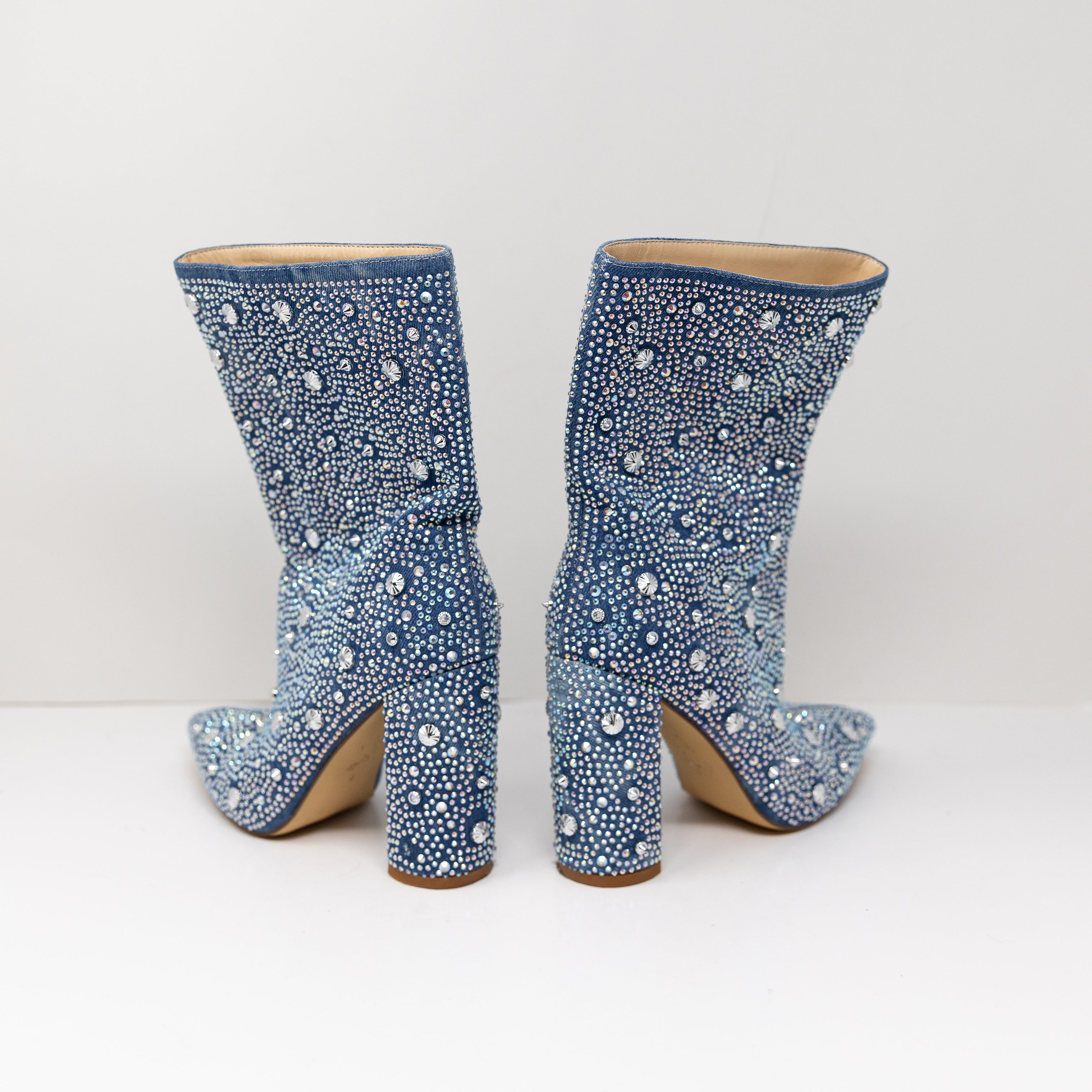 Azalea Wang Admiral Pointed Toe Rhinestone Crystal Studded Embellished Booties 6