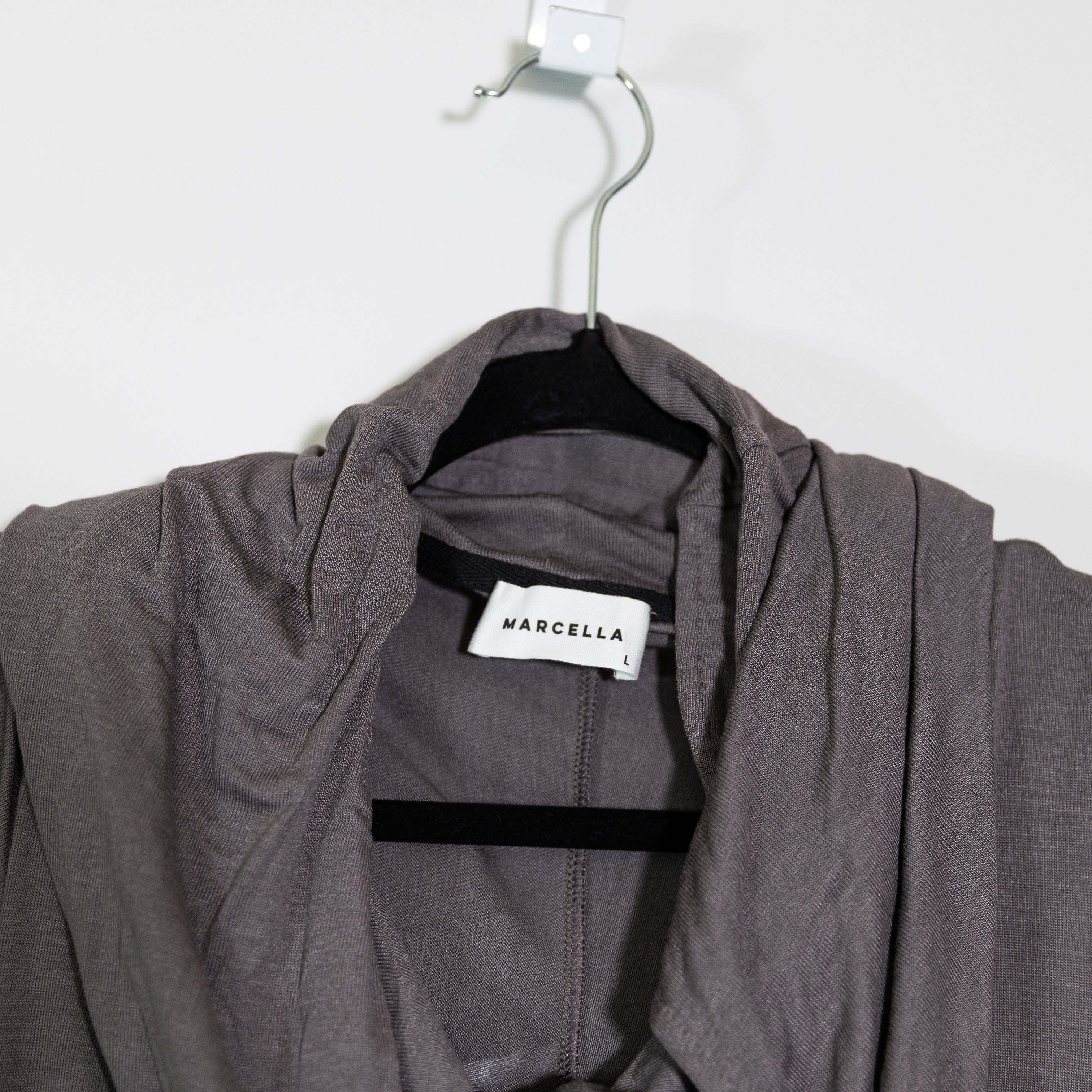 NEW Marcello Oslo Sheer European Jersey Hooded Knit Tunic Sweater Anthracite L