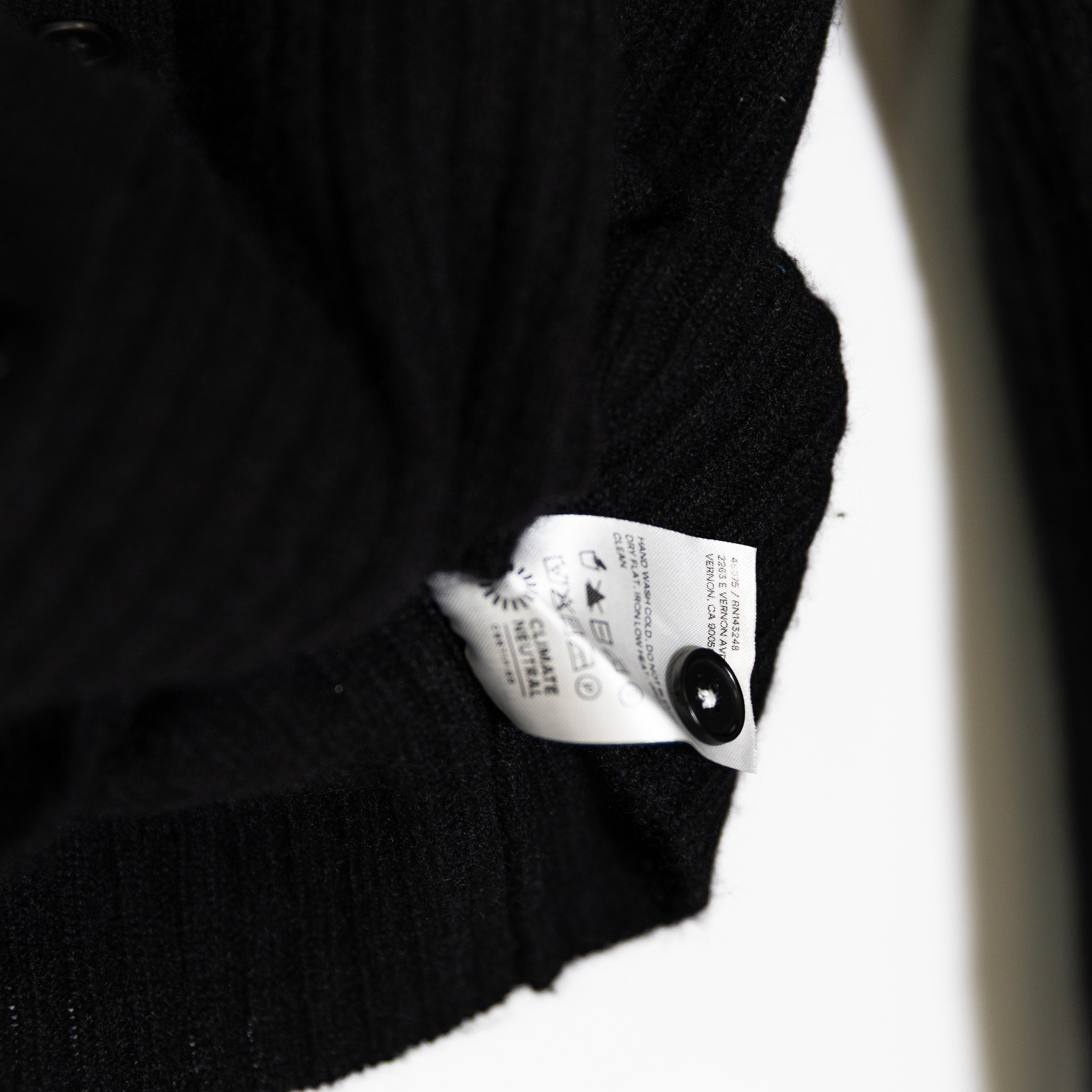 Reformation Fantino Cashmere Ribbed Knit Stretch Collared Cardigan Sweater Black