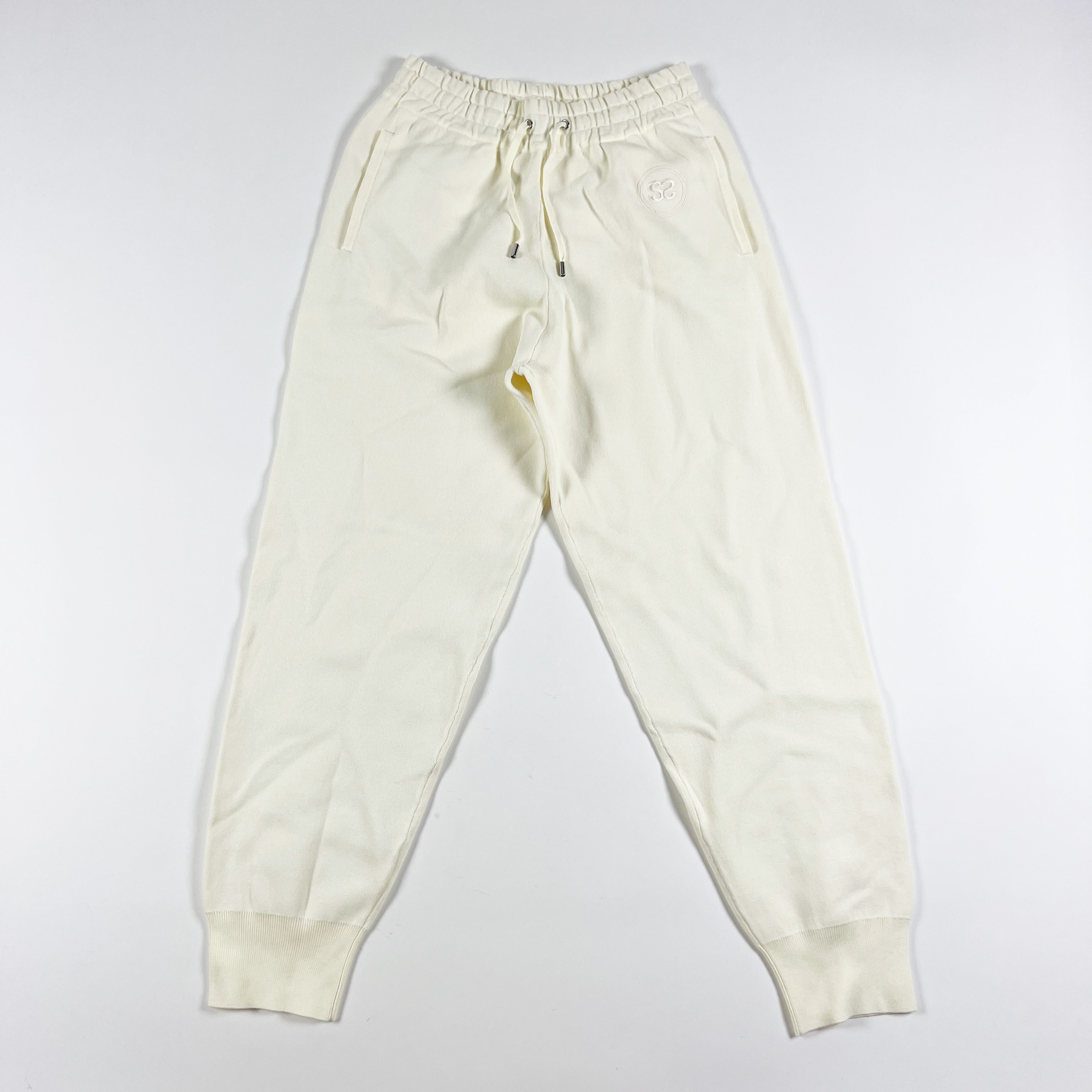 Sandro Bristol SFPPA00943 Cotton Blend Stretch Knit Ankle Crop Jogger Pant Ecru