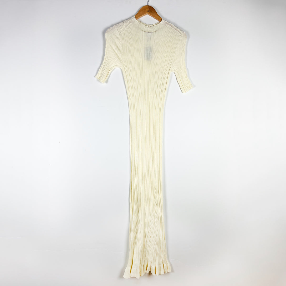NEW Maje Rooly Ribbed Knit Stretch Sweater Bodycon Midi Dress Ecru 38