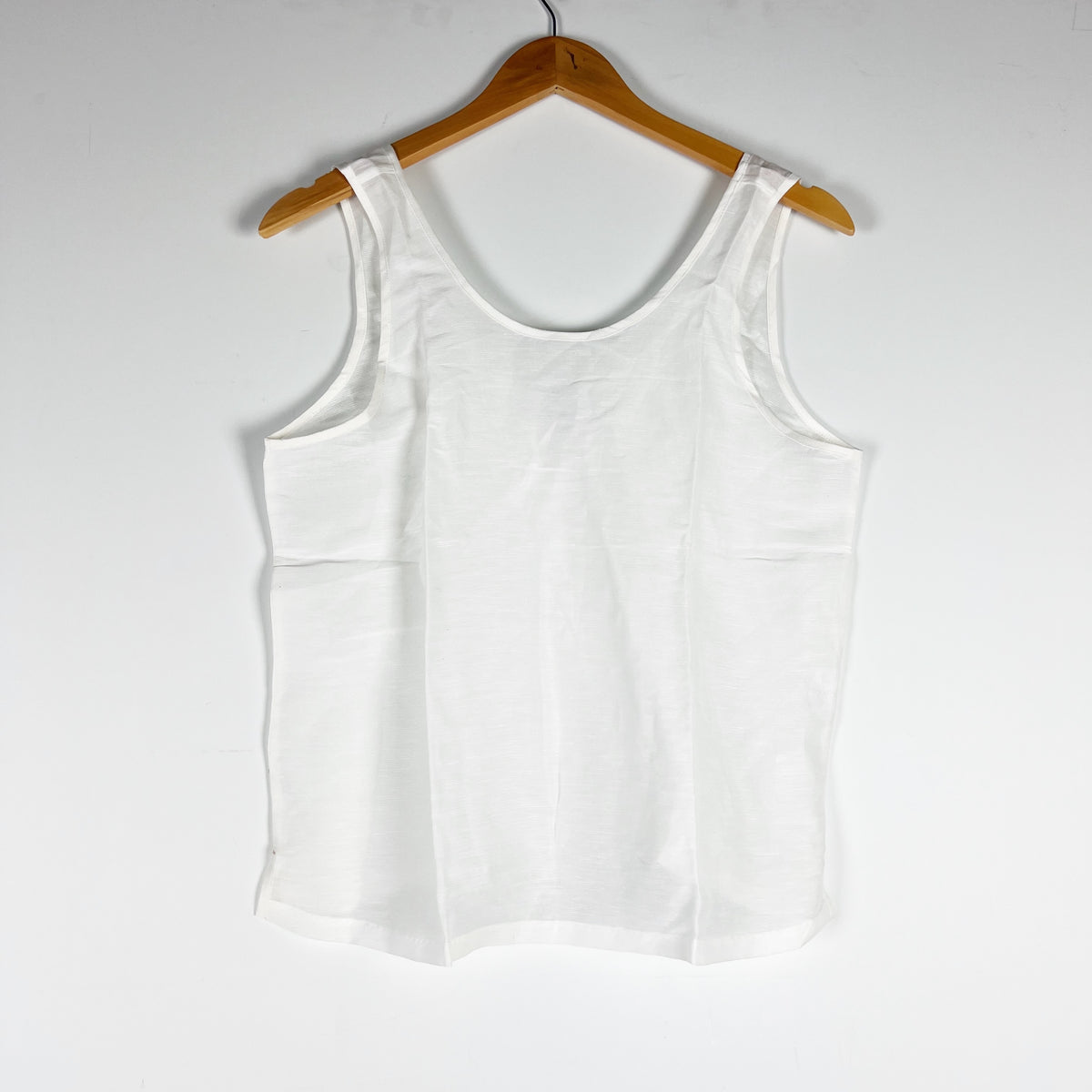 Lunya Linen Cotton Silk Lightweight Scoop Neck Sleeveless Tank Top White Small