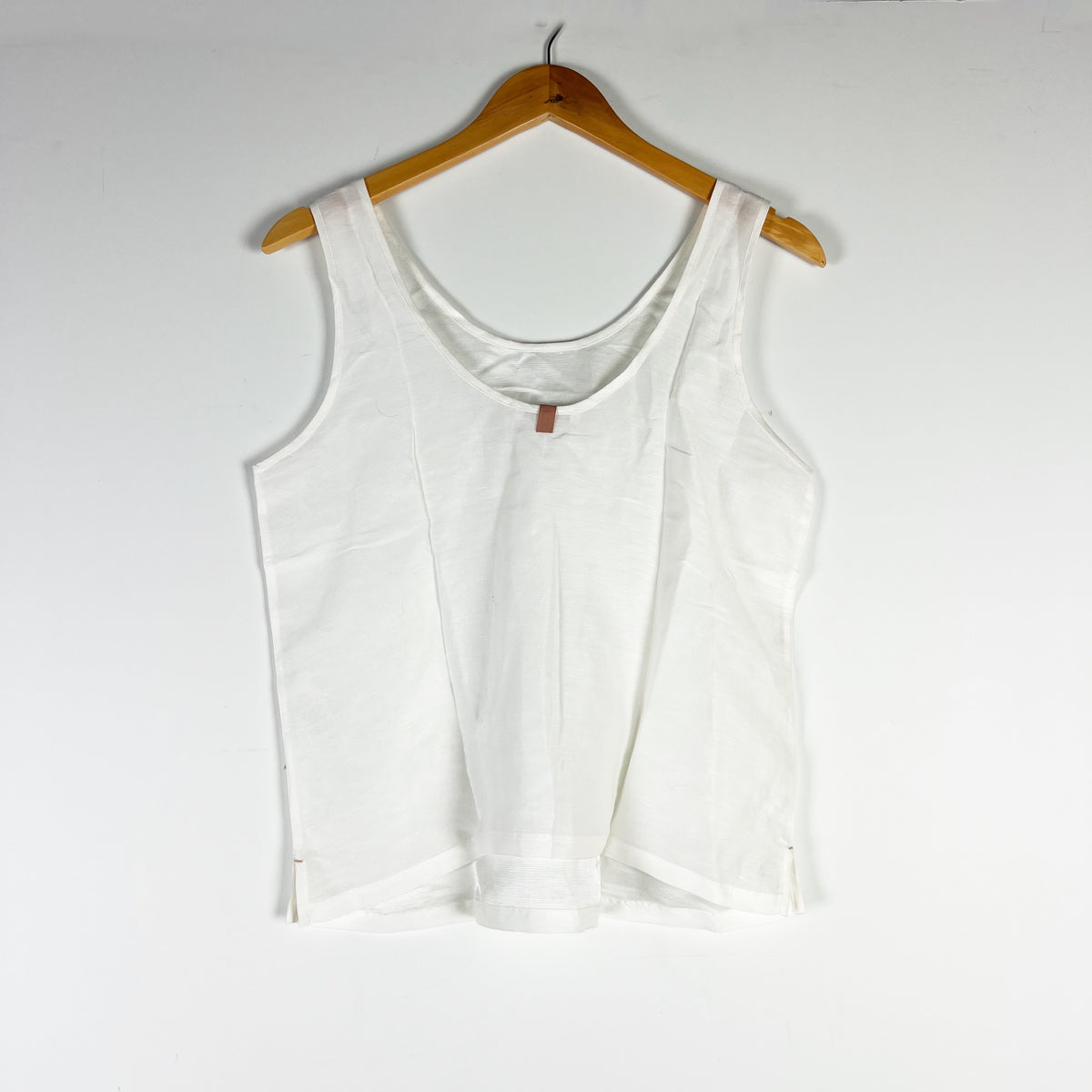 Lunya Linen Cotton Silk Lightweight Scoop Neck Sleeveless Tank Top White Small