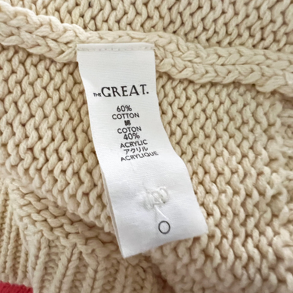 The Great. The Charm Lucky Cotton Blend Knit Embroidered Cardigan Sweater 0