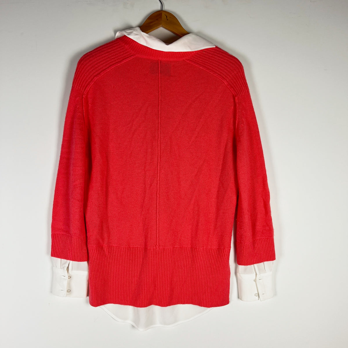 Brochu Walker The Looker Layered V Neck Wool Cashmere Pullover Sweater Salmon XS