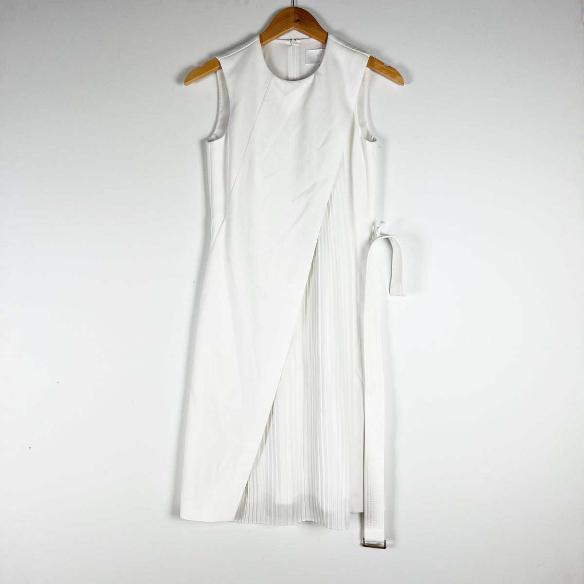 Hugo Boss Women's Dakila Ponte Chiffon Belted Knee Length Sheath Dress White 0