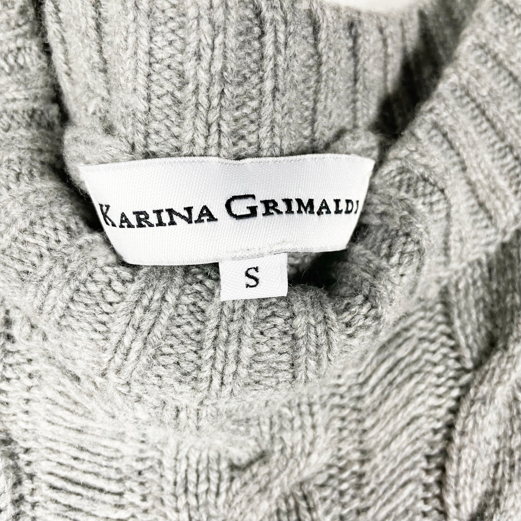Karina Grimaldi Jerry Wool Cashmere Cable Knit Cold Shoulder Ruffle Sweater S