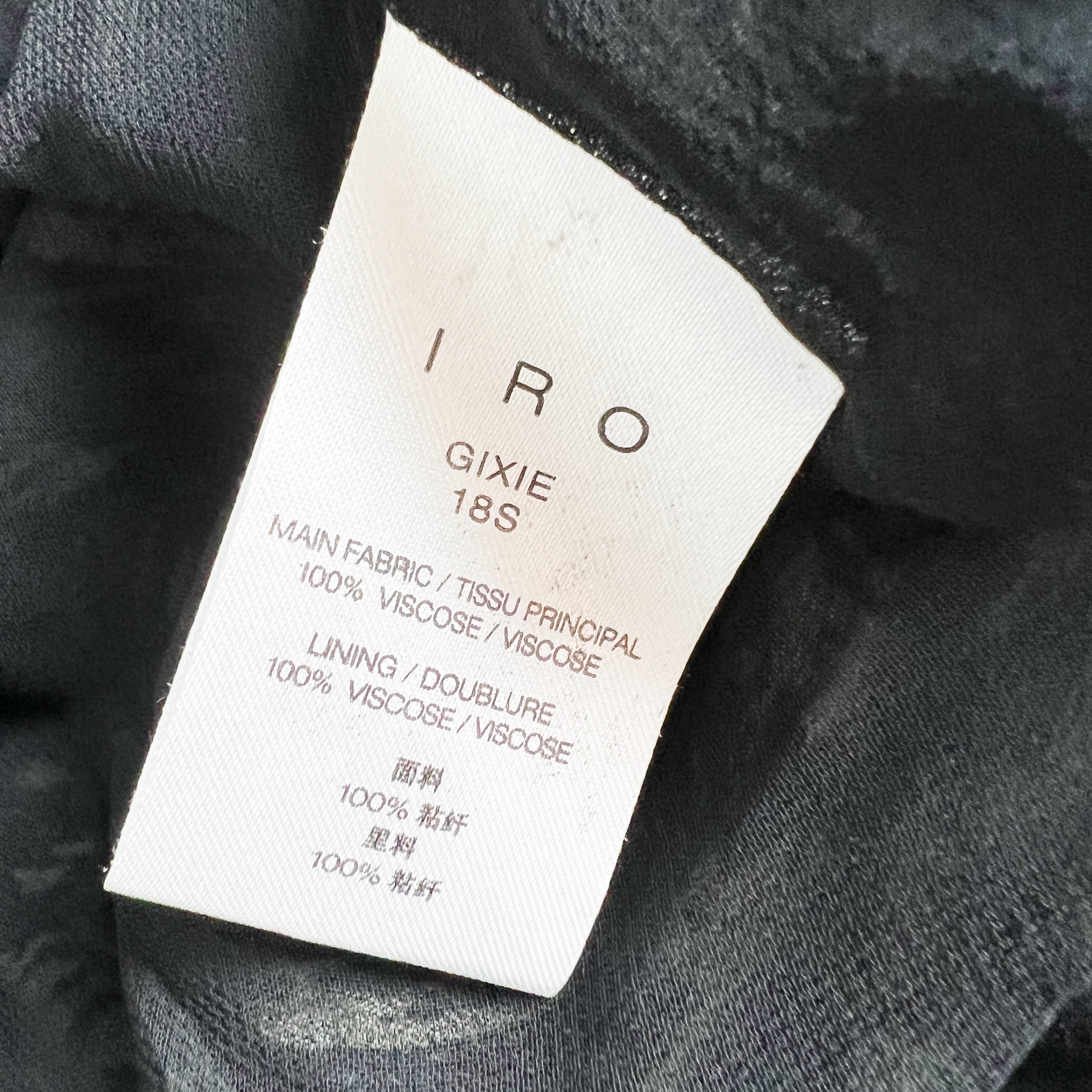 IRO Gixie Black Gray Abstract Print Pattern Chiffon Wide Leg Trouser Pants 36