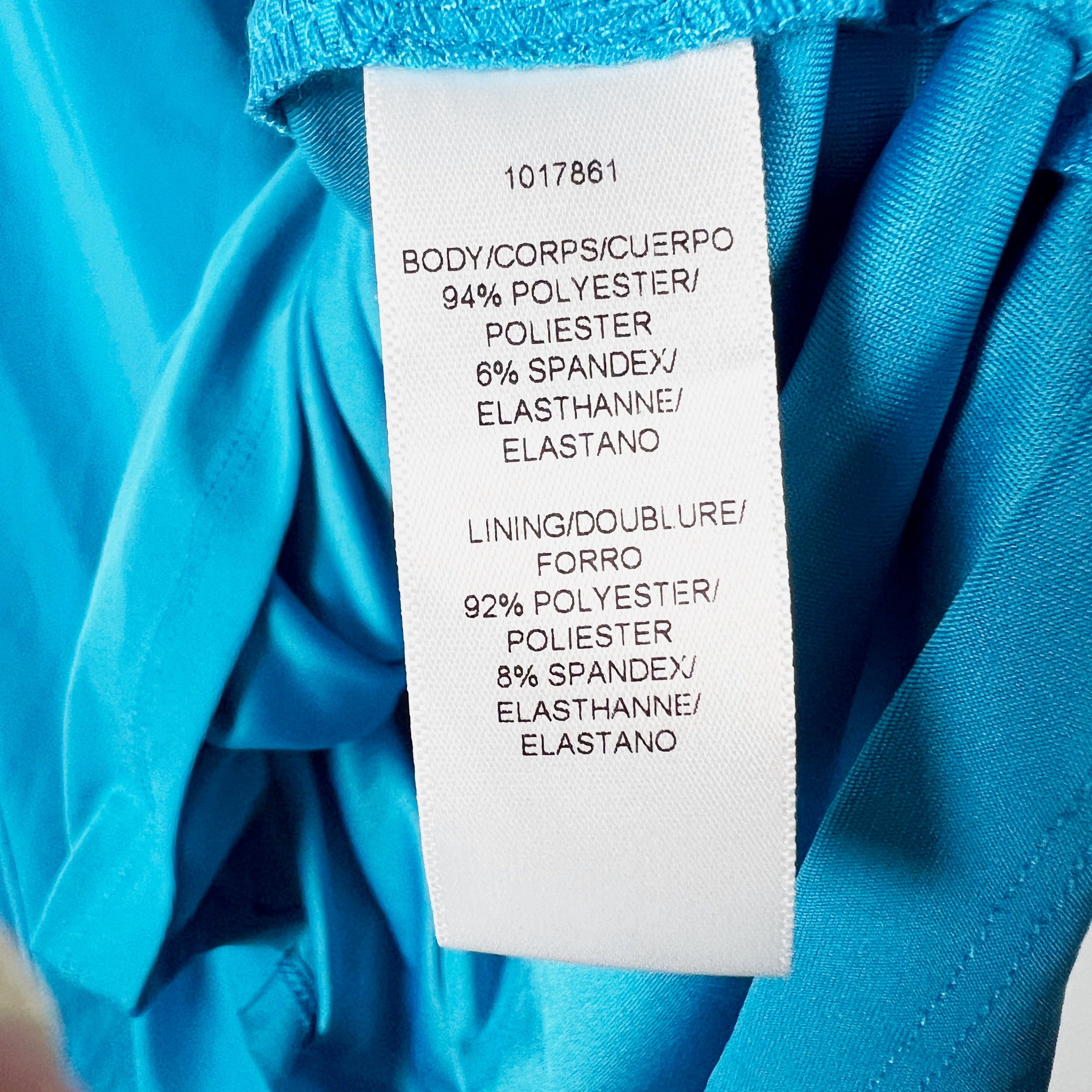 NEW Halston Viviana Ruched One Shoulder Draped Cocktail Party Mini Dress Aqua 6