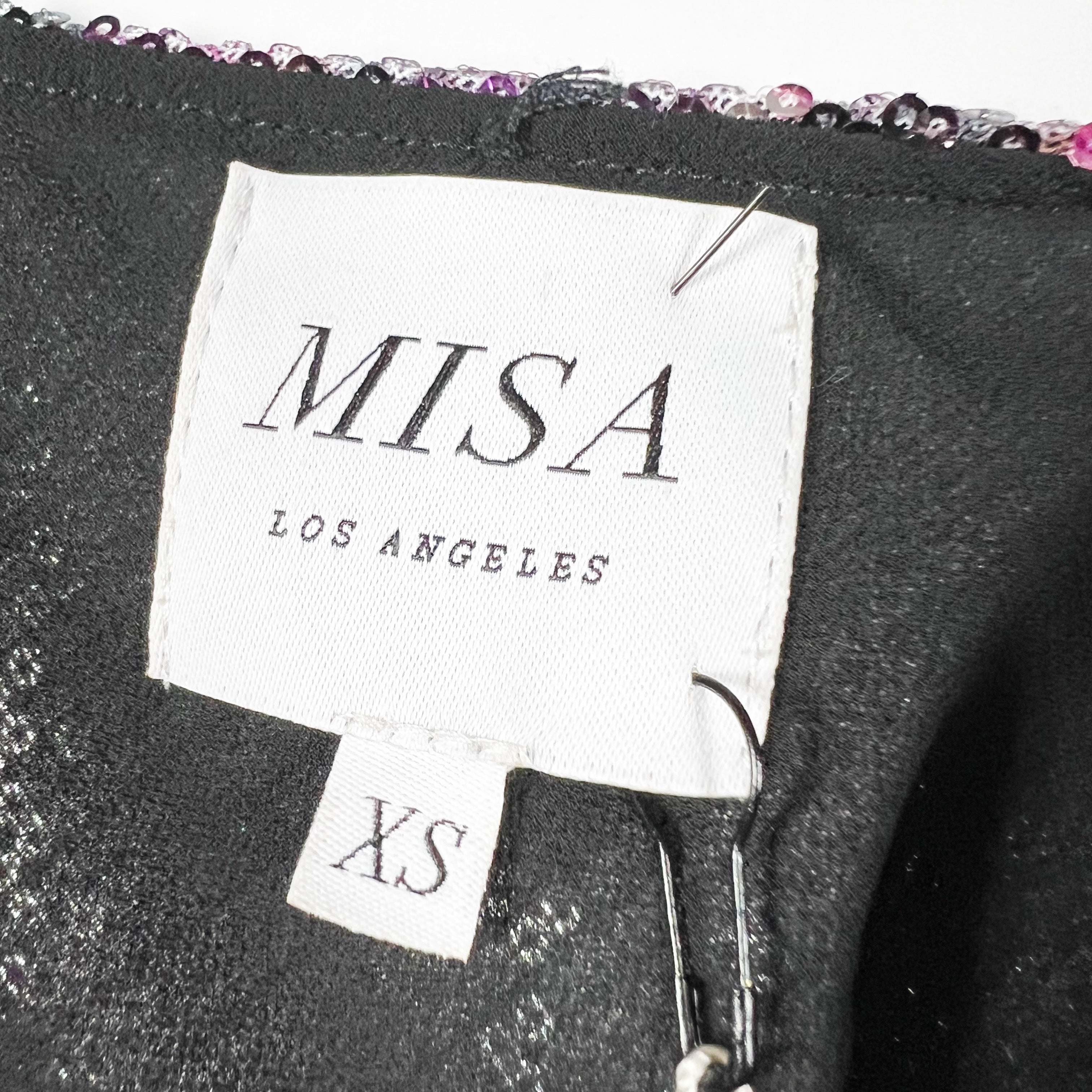 NEW Misa Nova One Shoulder Fuschia Ikat Sequin Sparkle Cocktail Mini Dress XS