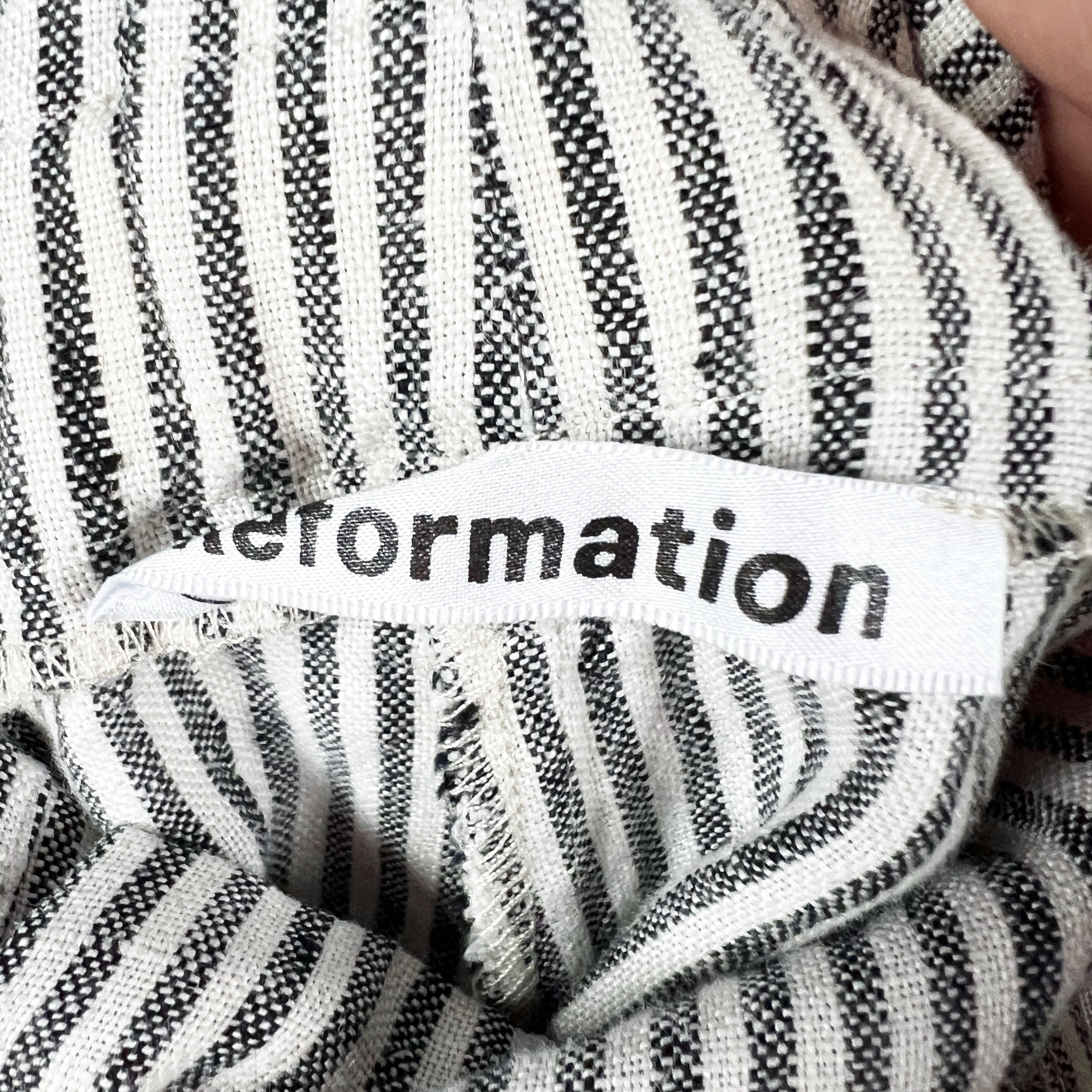 Reformation Theodore Linen Lightweight Pinstripe Mini High Waisted Shorts 12