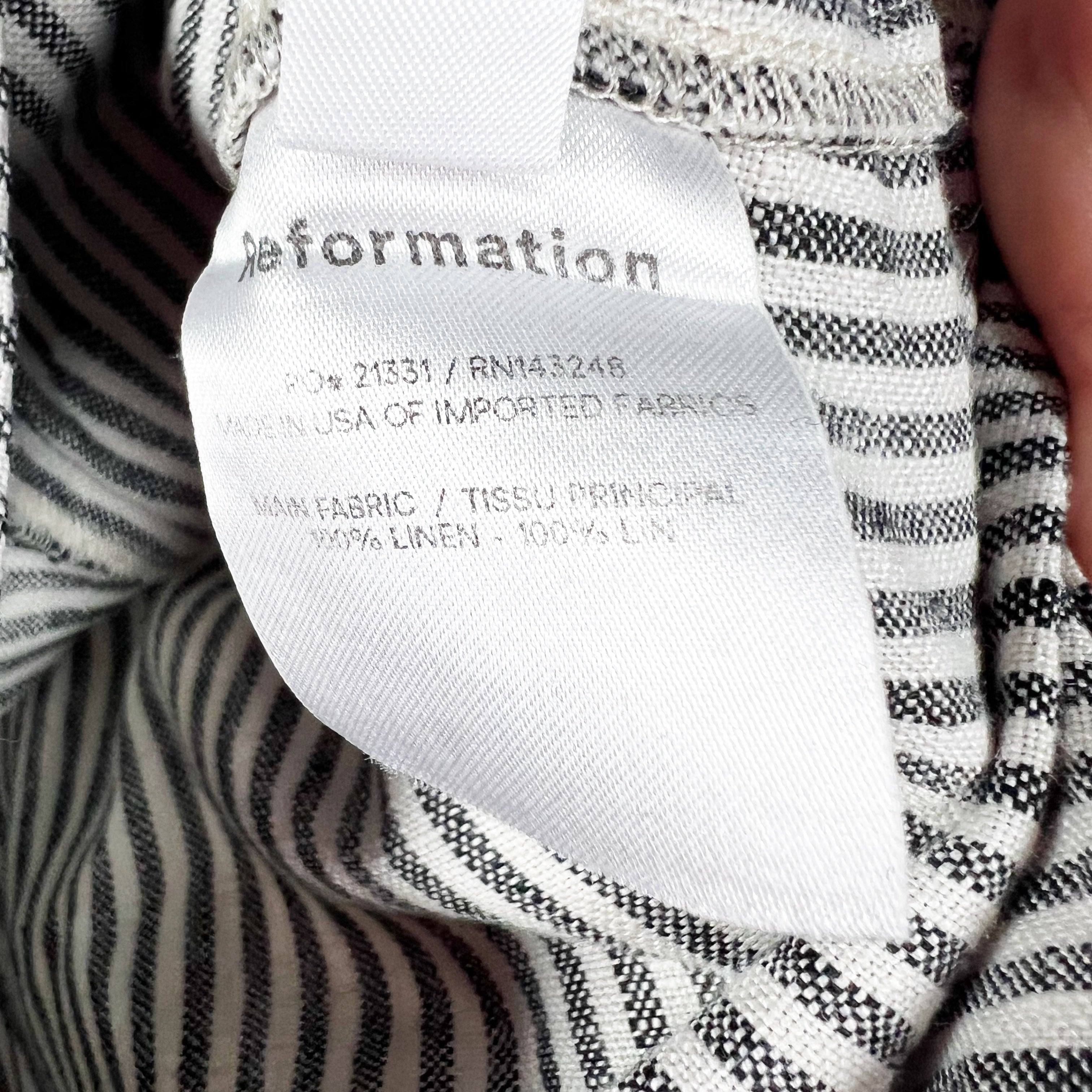 Reformation Theodore Linen Lightweight Pinstripe Mini High Waisted Shorts 12