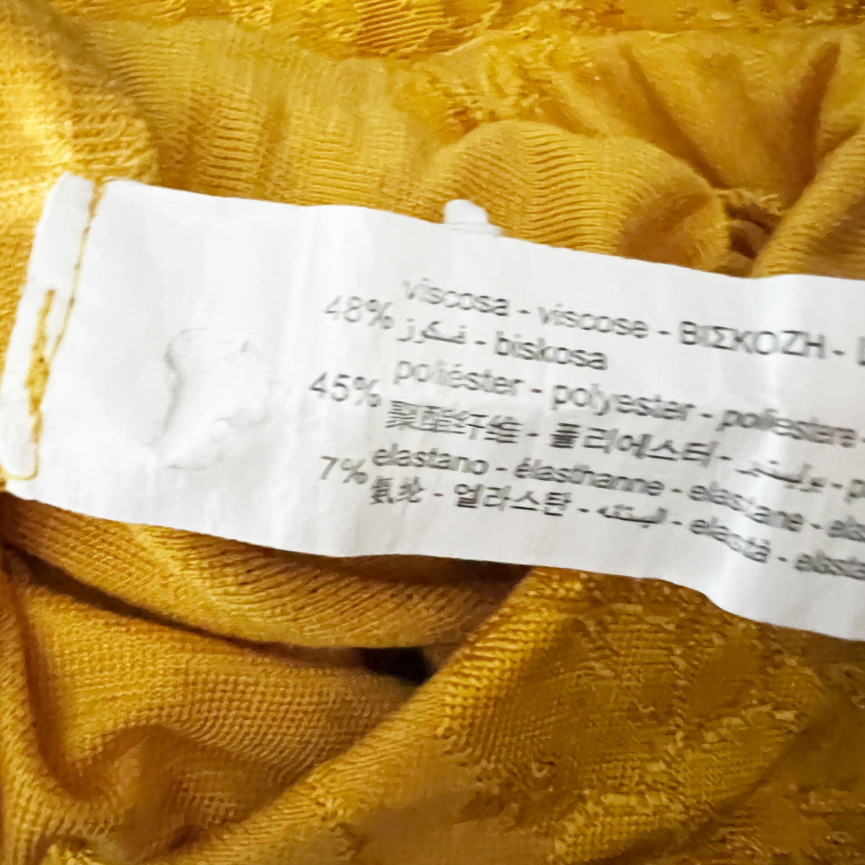 Zara Yellow Gold Floral Flower Print Pattern Straight Pencil Ruched Skirt Small