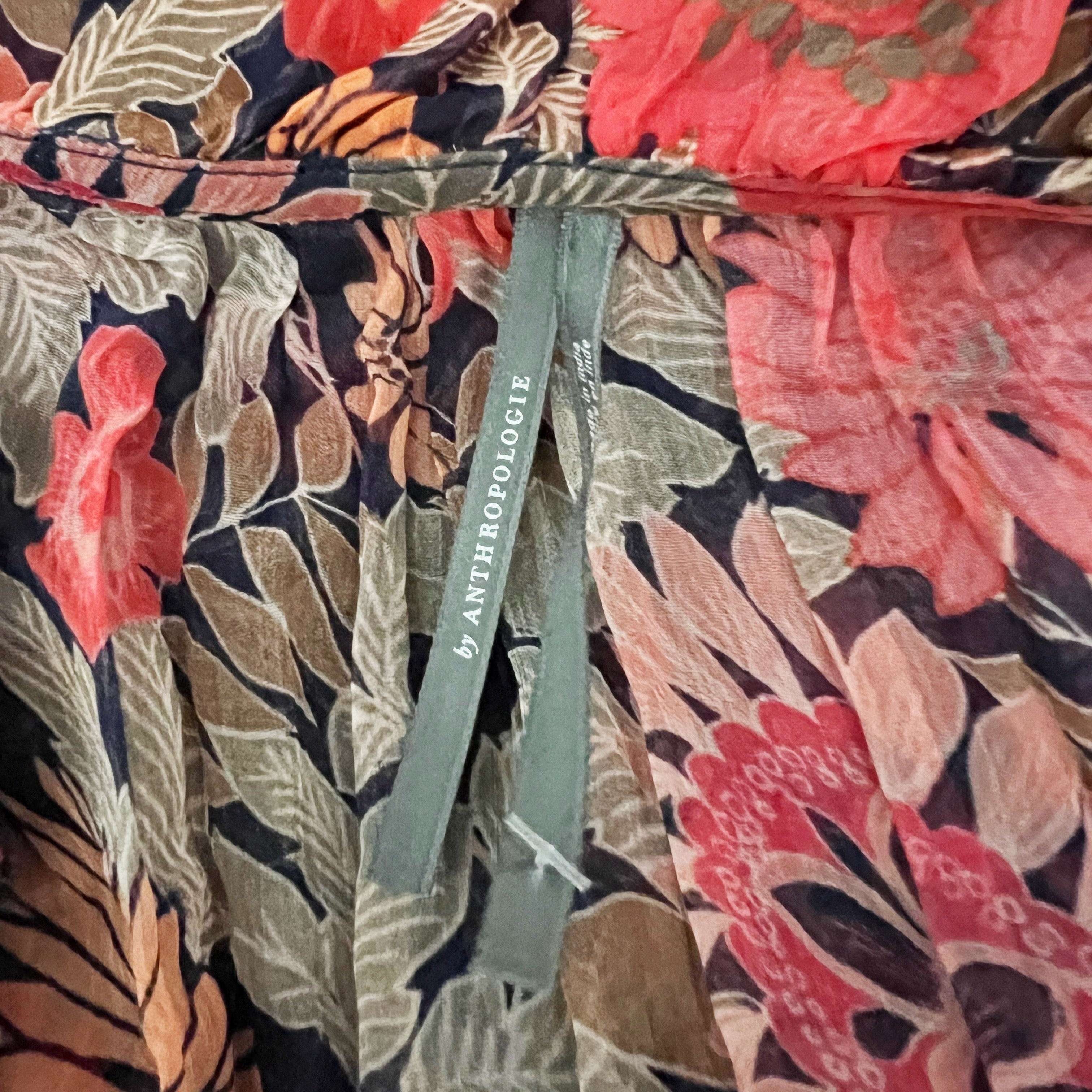 NEW Anthropologie Marais Printed Pattern Chiffon Pullover Long Maxi Dress XSP